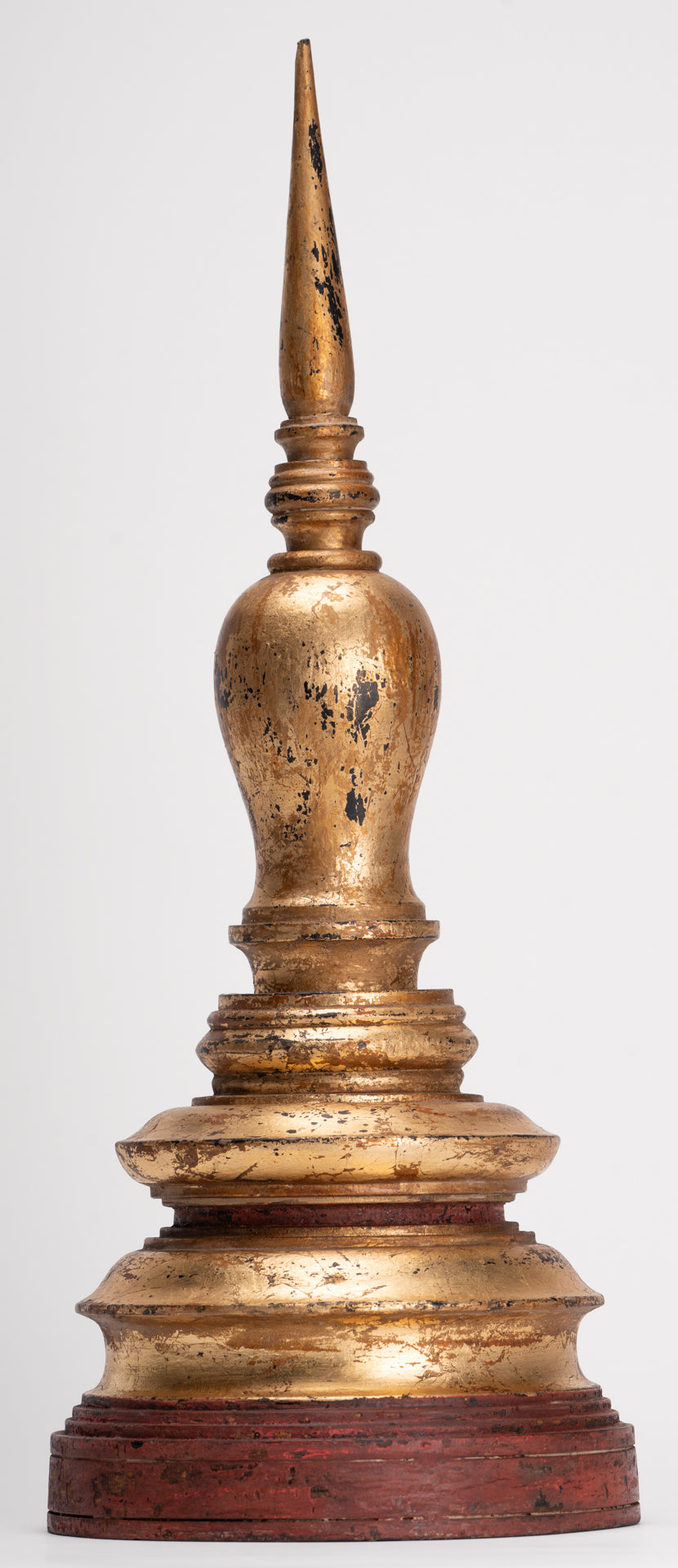 Buddhist Stupa - Antique Burmese Style Wood Nirvana Stupa or Chedis  - 50cm/20"