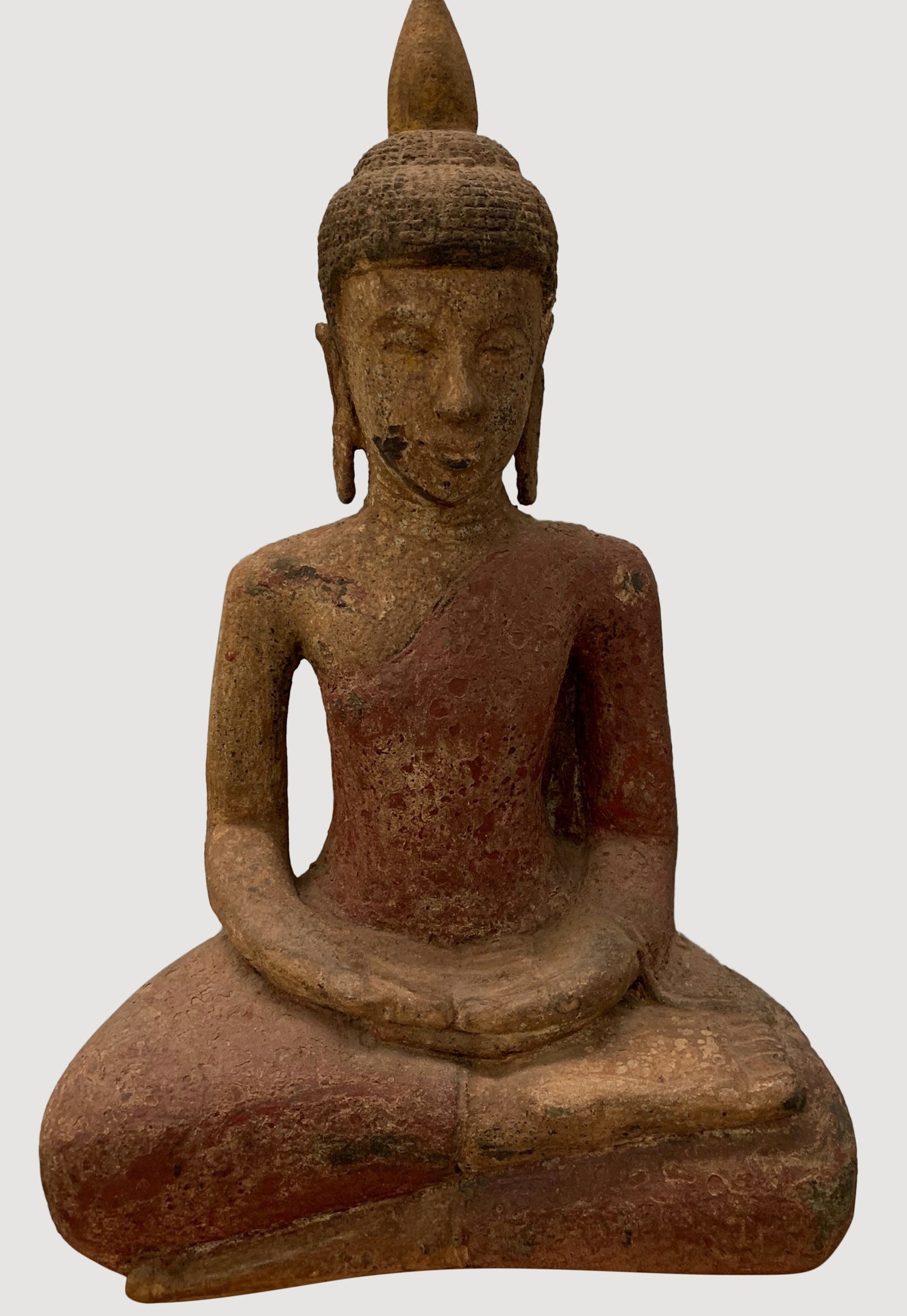 Buddha Statue - Antique Khmer Style SE Asia Wood Meditation Buddha Statue - 56cm/22"