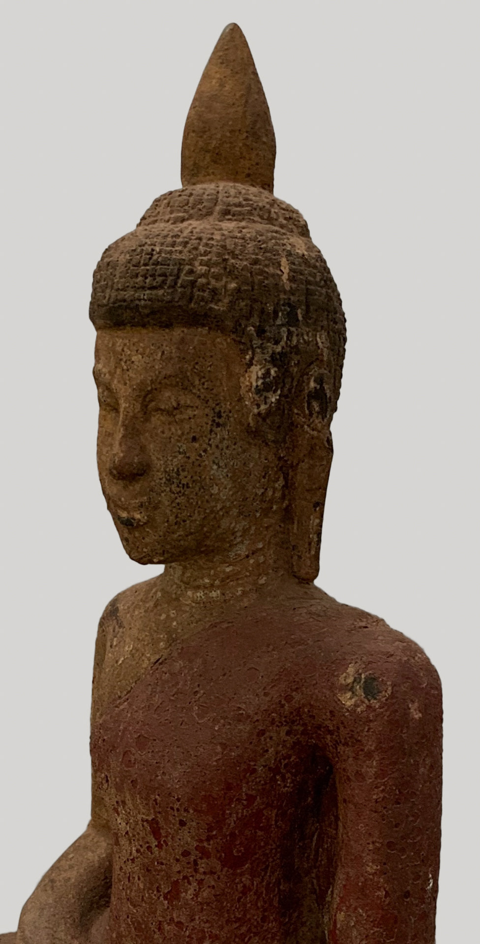 Buddha Statue - Antique Khmer Style SE Asia Wood Meditation Buddha Statue - 56cm/22"