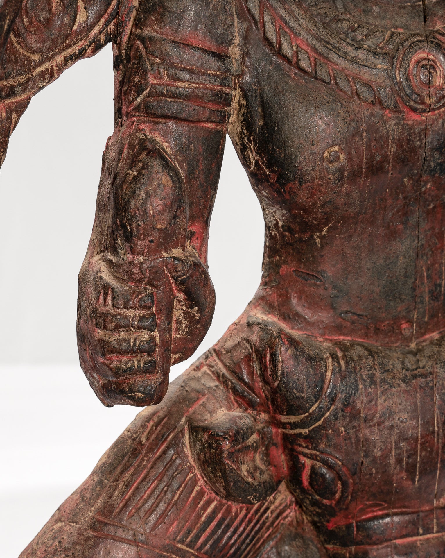 Shiva Statue - Antique Khmer Style SE Asia Wood Bas Relief Nandi & Shiva Statue - 105cm/42"