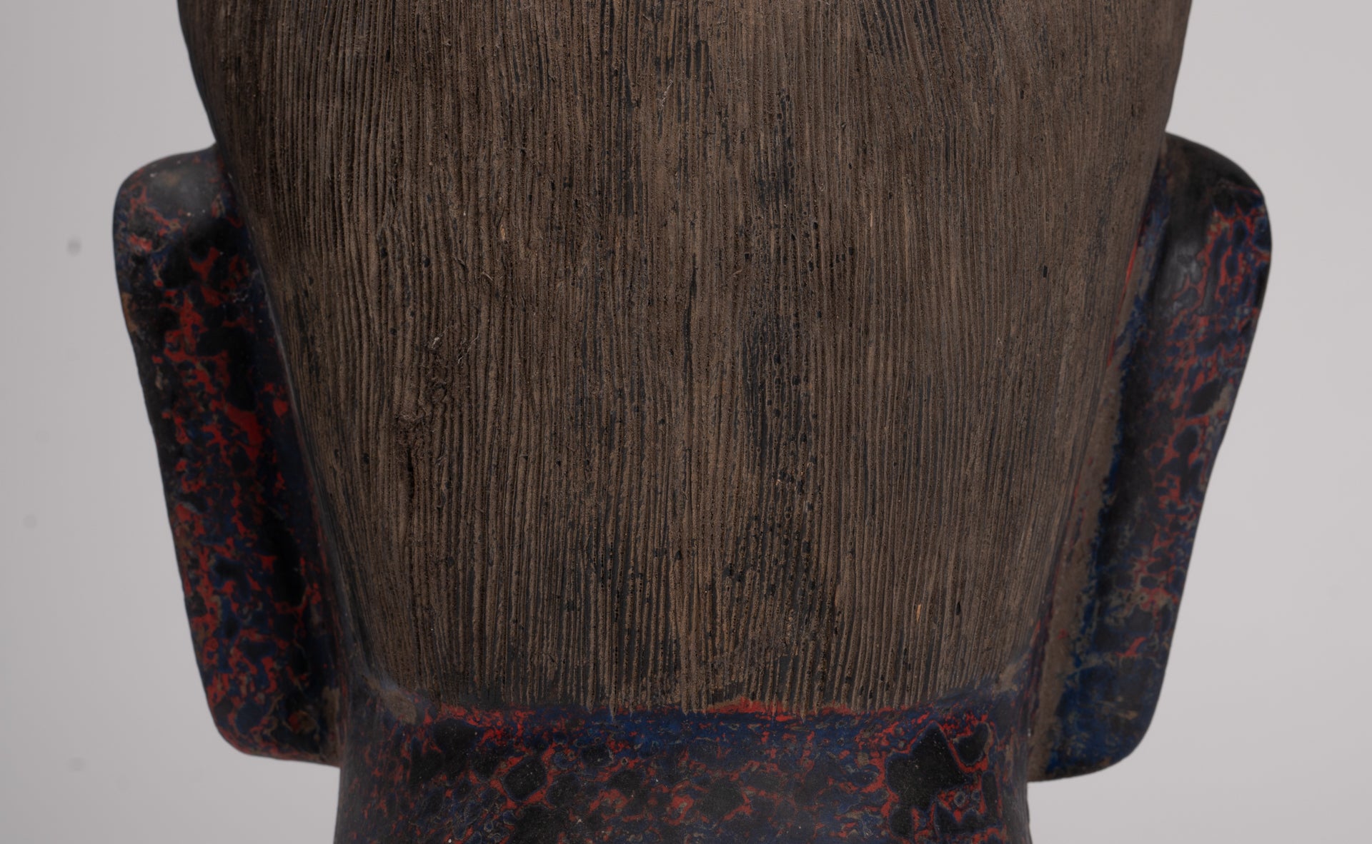 Jayavarman Statue - Antique Khmer Style Wood Jayavarman VII Head Statue - 29cm/12"