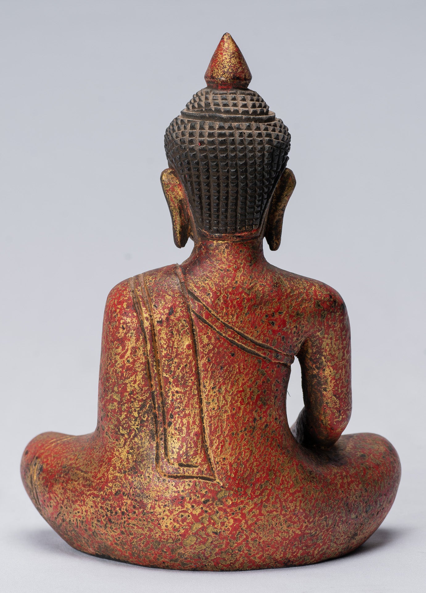 Statue Buddha - Antique Khmer Style SE Asia Seduto l'Illuminismo in legno Statua Buddha - 21 cm/8 "