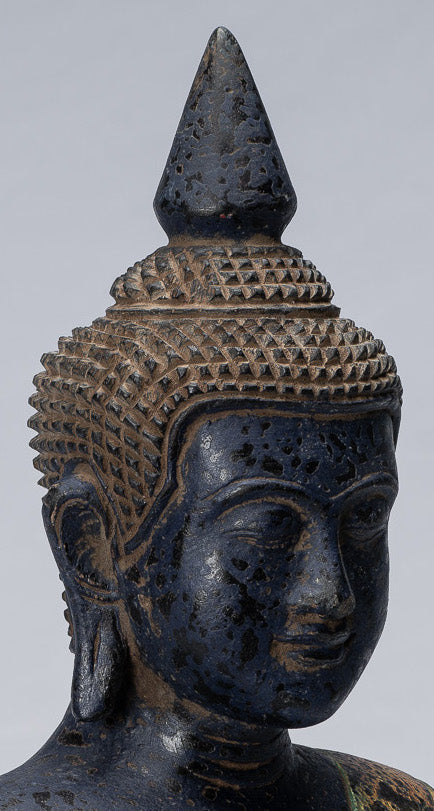 Buddha Skulptur-Antique Khmer Stil Holz sitzend Buddha Statue Dhyana Meditation Mudra-40cm/16 "