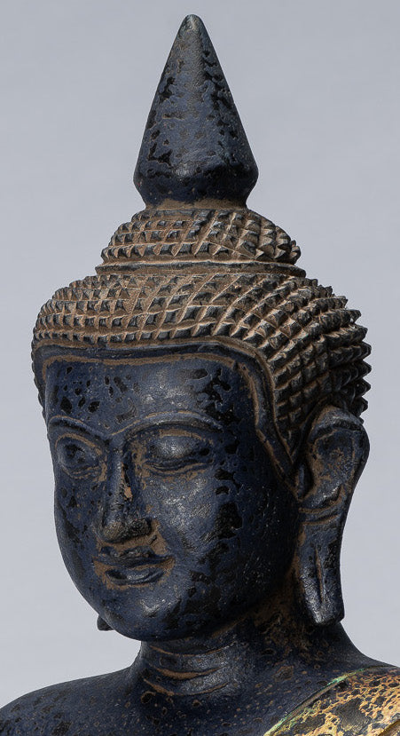 Buddha Skulptur-Antique Khmer Stil Holz sitzend Buddha Statue Dhyana Meditation Mudra-40cm/16 "