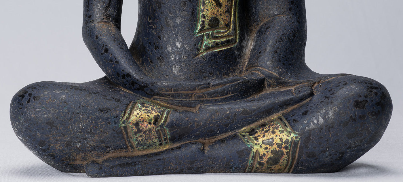 Buddha Skulptur-Antique Khmer Stil Holz sitzend Buddha Statue Dhyana Meditation Mudra-40cm/16 "