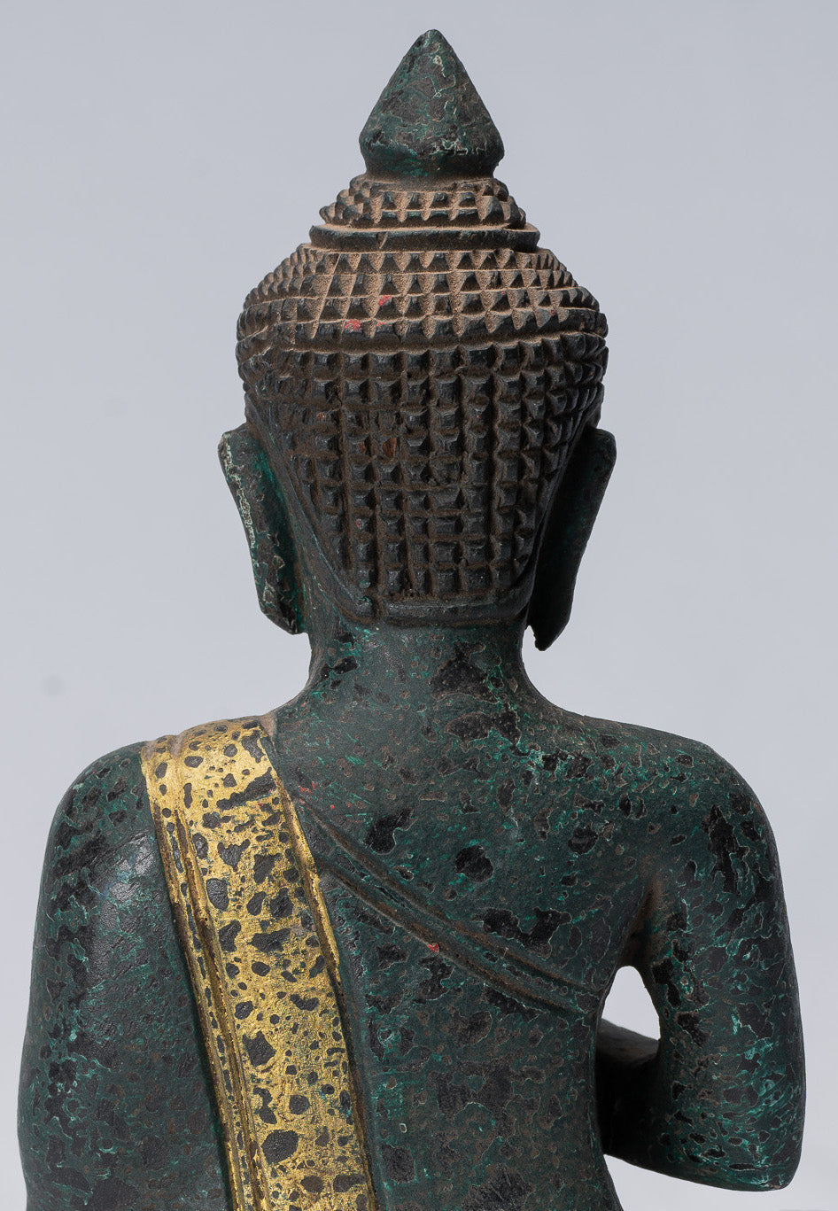 Buddha Sculpture - Buddha - Antique Khmer Style Seated Wood Buddha Statue Teaching Mudra - 20cm/8"