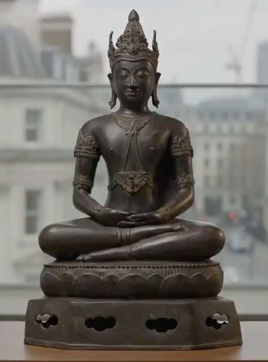 Statua Buddha - Antique Chiang Saen Style Meditazione reale statua di Buddha - 86 cm/34 "