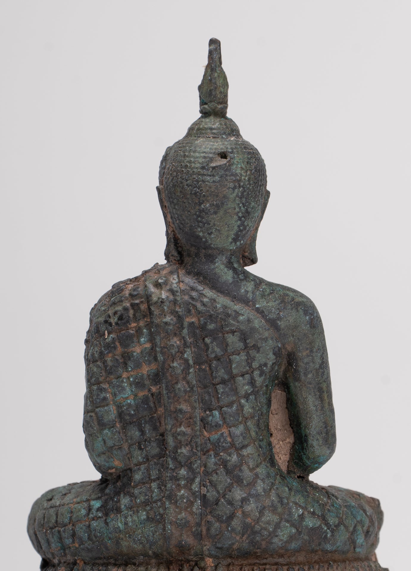 Buddha Sculpture - Antique Thai Style Bronze Seated Meditation Buddha Statue - 12.5cm/5"