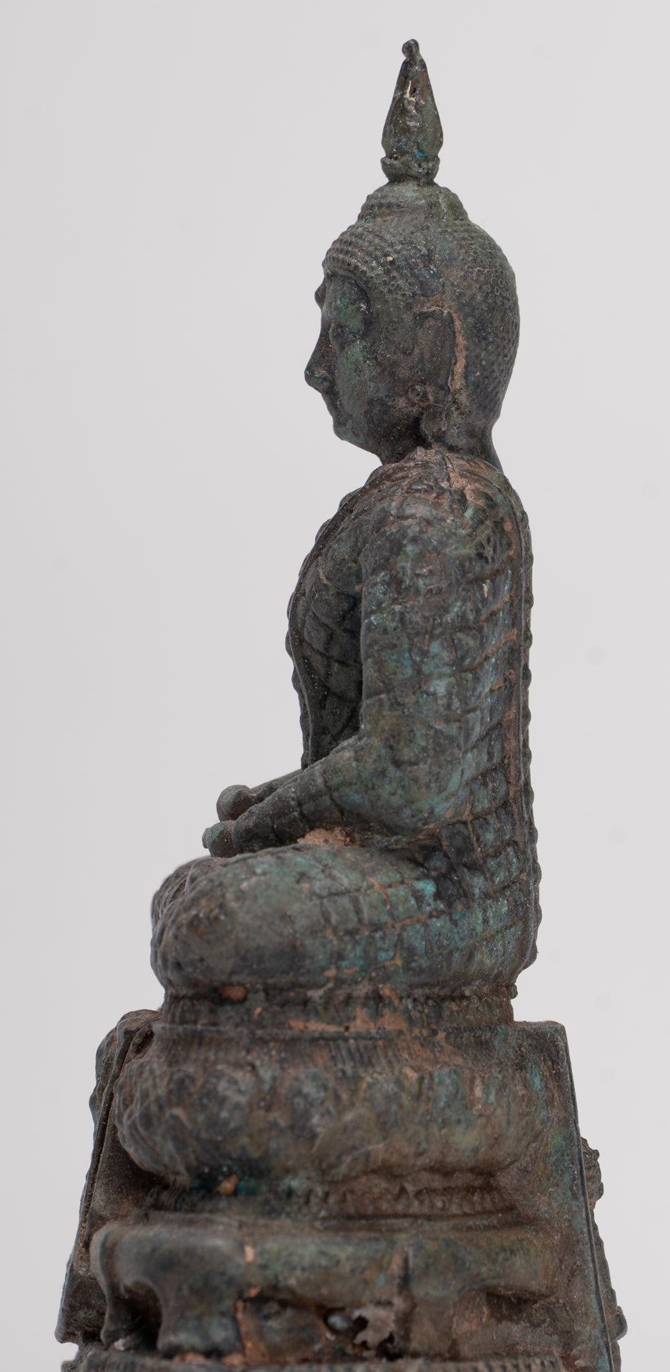 Buddha Sculpture - Antique Thai Style Bronze Seated Meditation Buddha Statue - 12.5cm/5"
