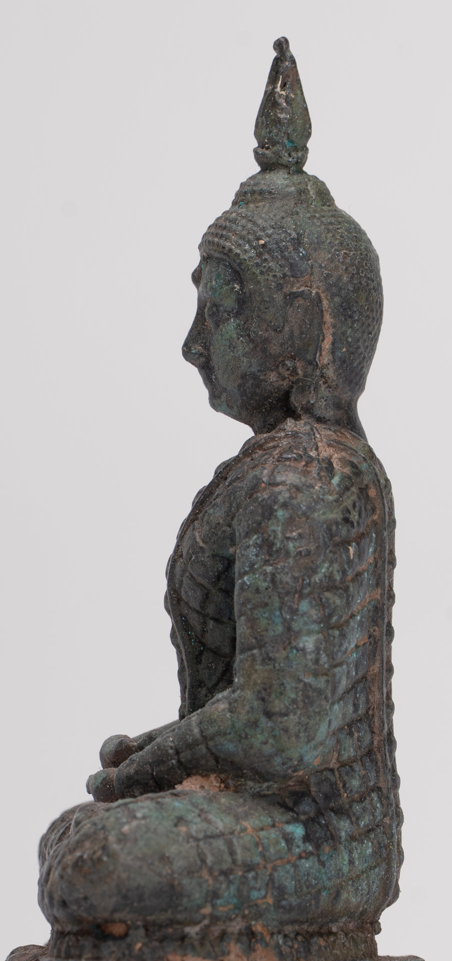 Buddha Sculpture - Antique Thai Style Bronze Seated Meditation Buddha Statue - 12.5cm/5"