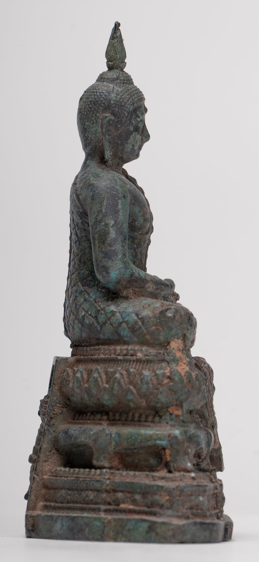 Buddha Sculpture - Antique Thai Style Bronze Seated Meditation Buddha Statue - 12.5cm/5"