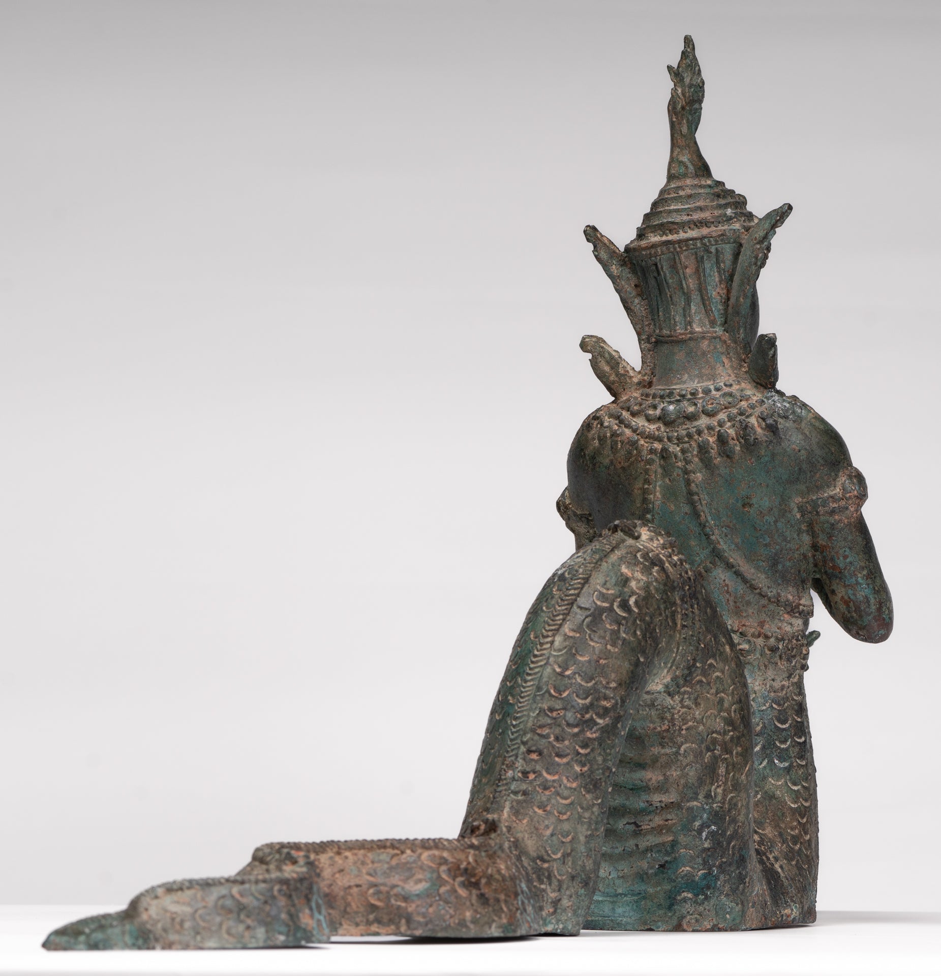 Naga Statue - Antique Thai Style Bronze Female Deity with Naga Tail Statue - 41cm/16"