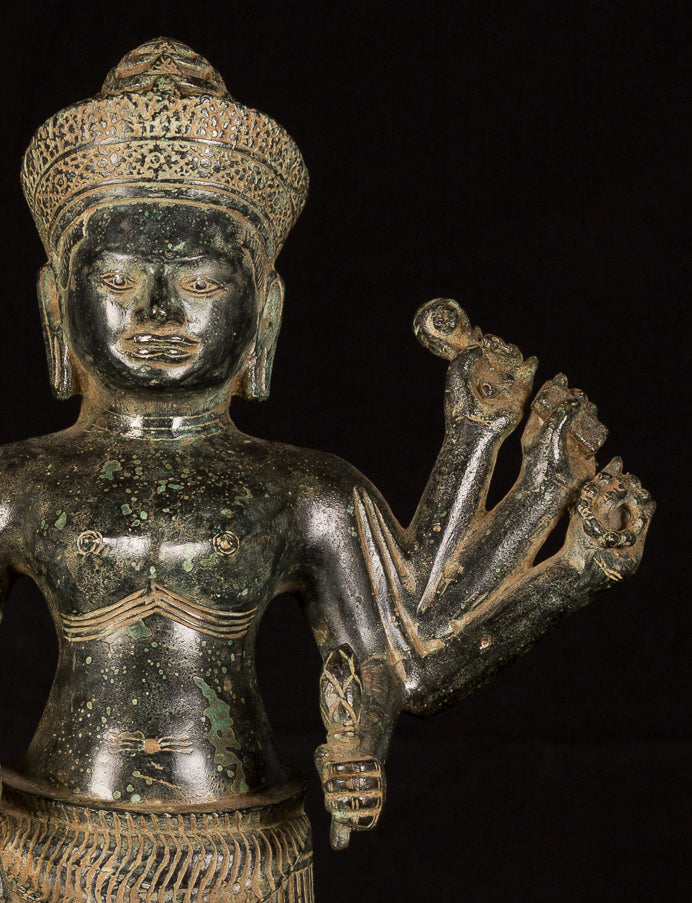 Antique Khmer Style Koh Ker Durga Mahishasuramardini Statue- 54cm/22 "