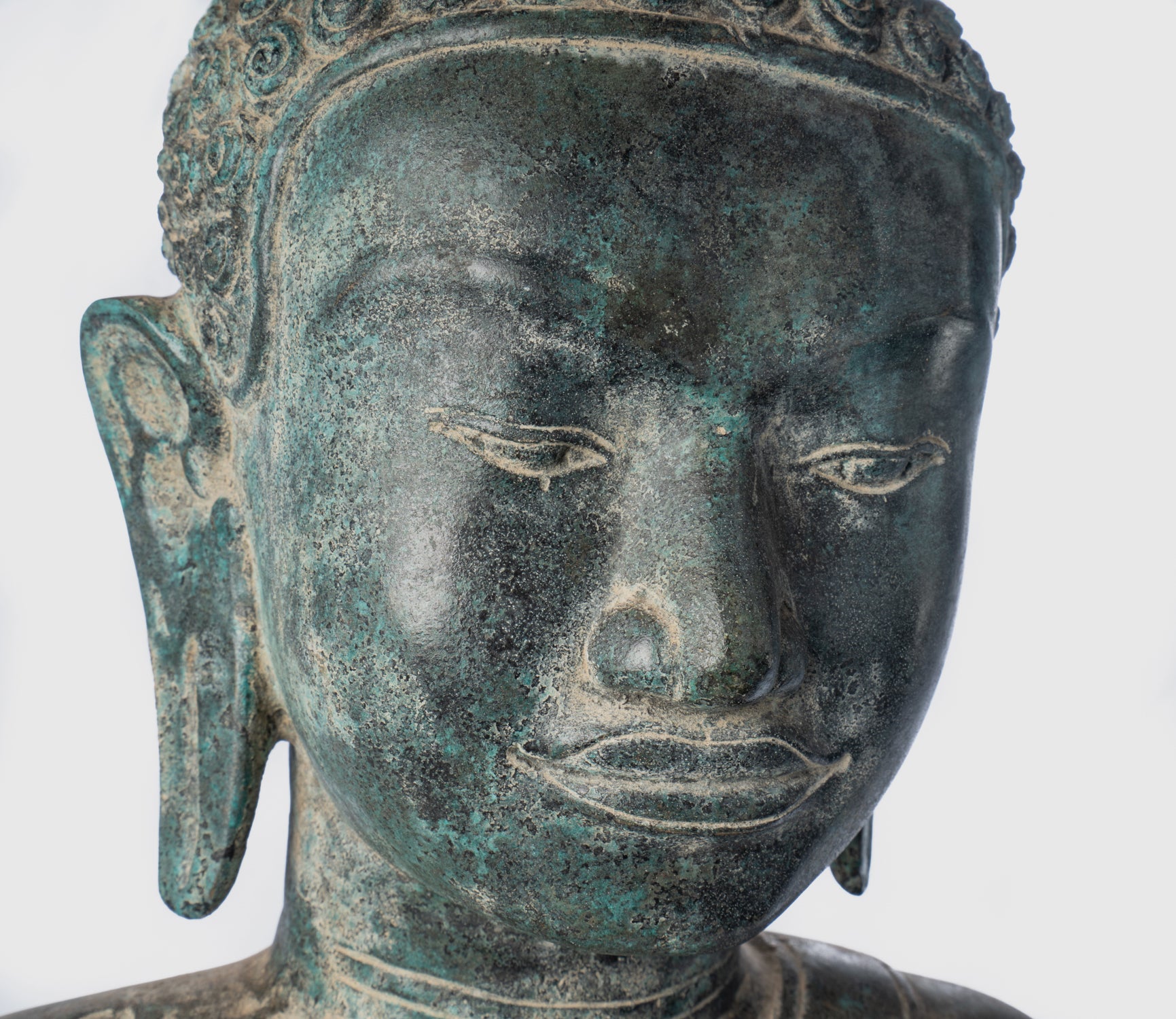 Statue de Bouddha - Statue de torse de Bouddha Gautama de style thaïlandais antique d'Asie du Sud-Est - 67 cm/27"