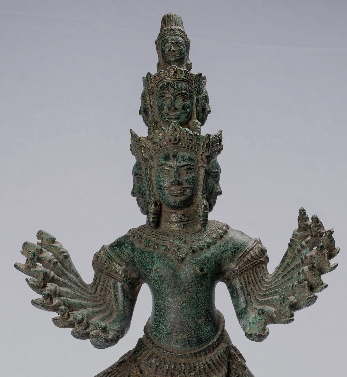 Antique Khmer Style Standing Bronze Angkor Wat Hevajra Statua - 59 cm/24 "di altezza