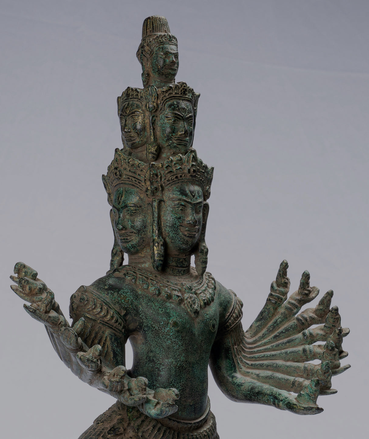 Antique Khmer Style Standing Bronze Angkor Wat Hevajra Statua - 59 cm/24 "di altezza