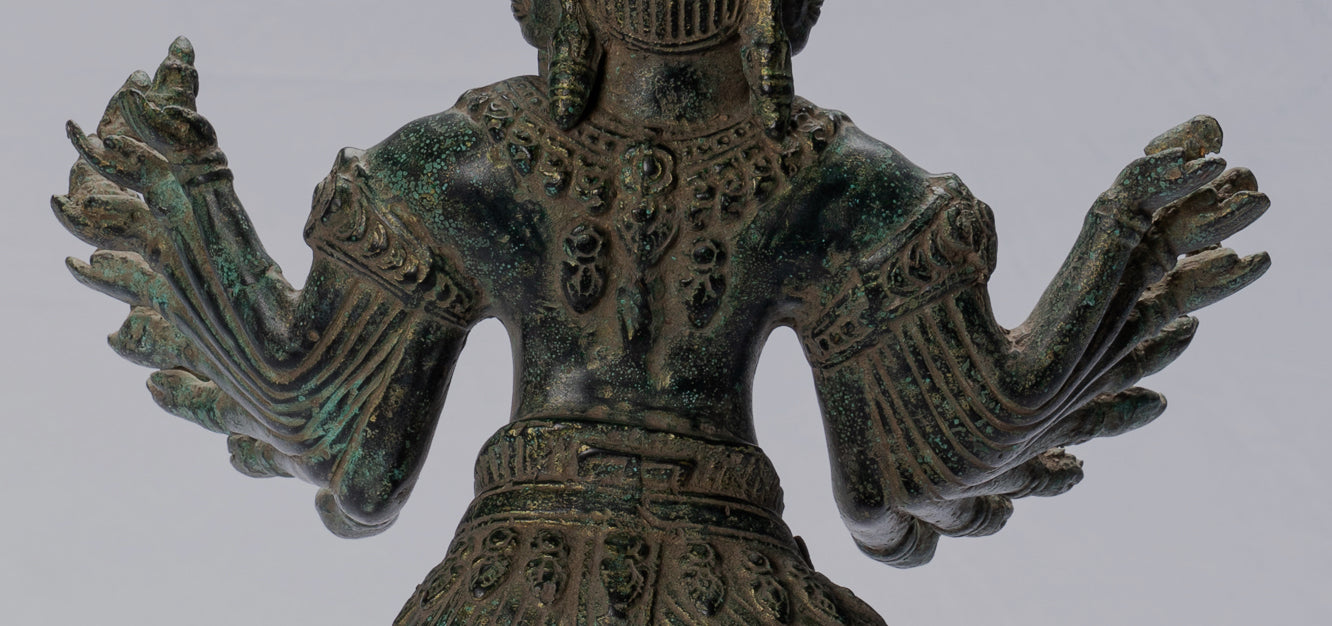 Antique Khmer Style Standing Bronze Angkor Wat Hevajra Statua - 59 cm/24 "di altezza