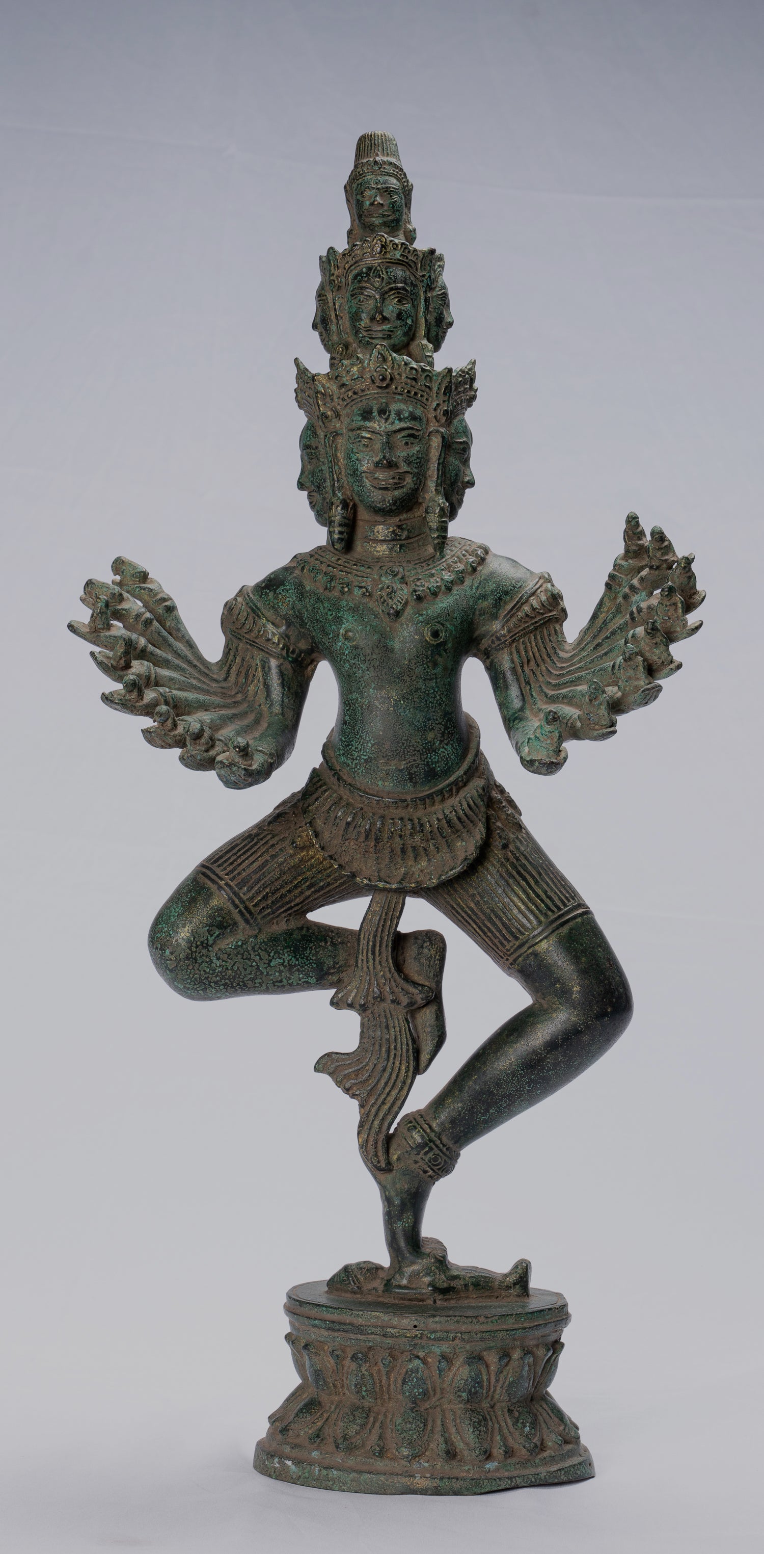 Antique Khmer Style Standing Bronze Angkor Wat Hevajra Statua - 59 cm/24 "di altezza