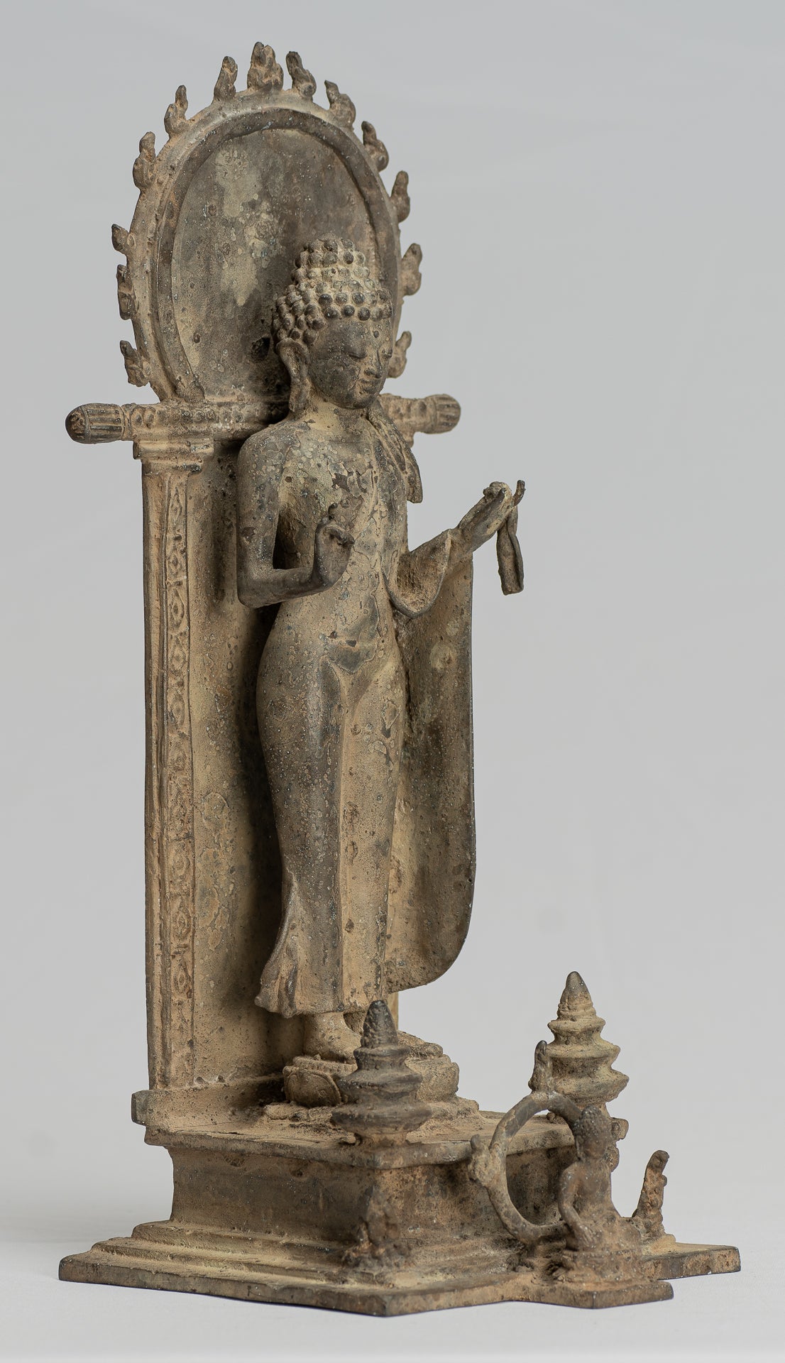 Statua del Buddha - Antique stile indonesiano in piedi bronzo giavanese insegnamento Buddha - 35 cm/14 "