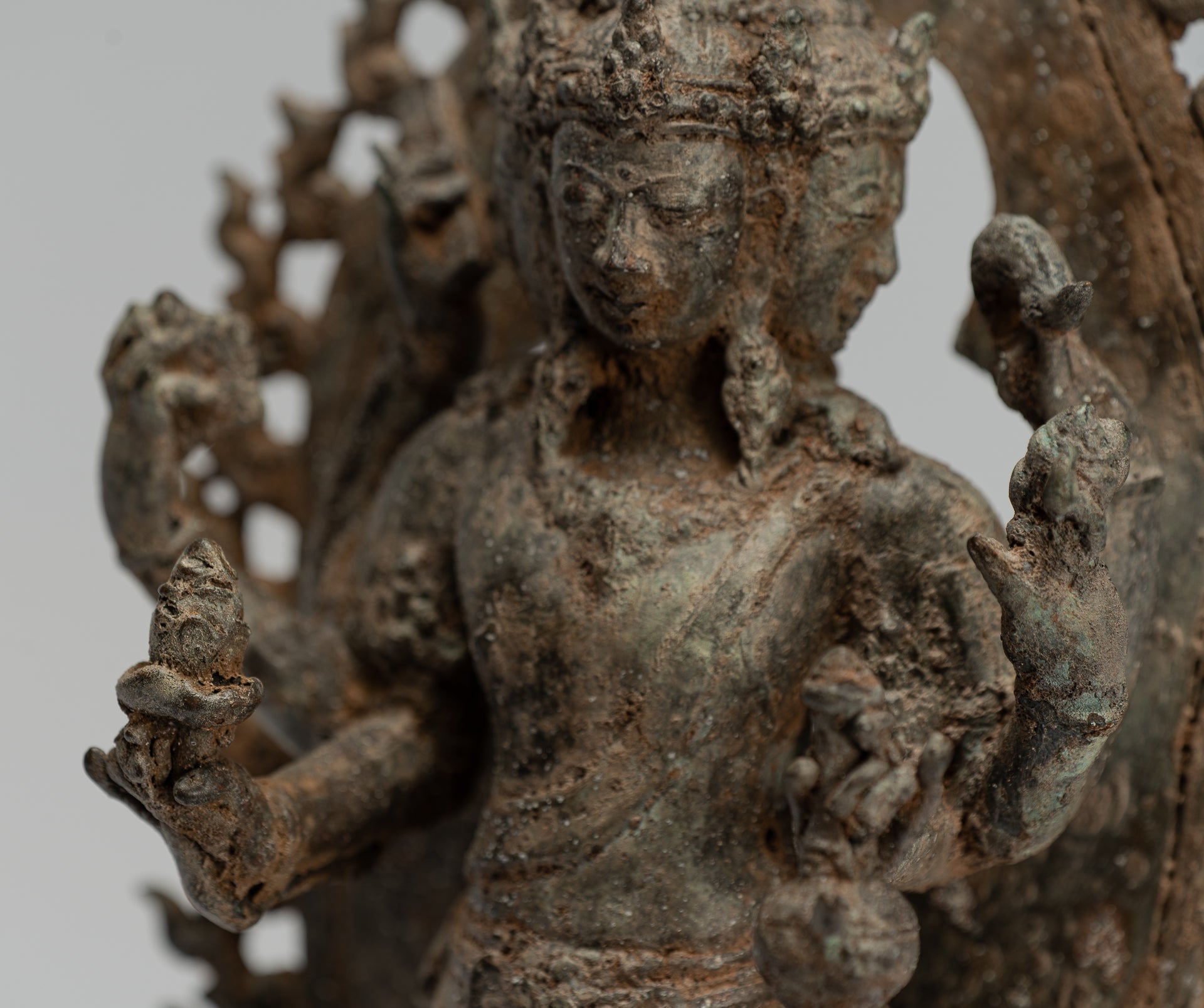 Statua Brahma - Antique stile indonesiano Majapahit in piedi Bronzo Brahma Statua - 32 cm/13 "