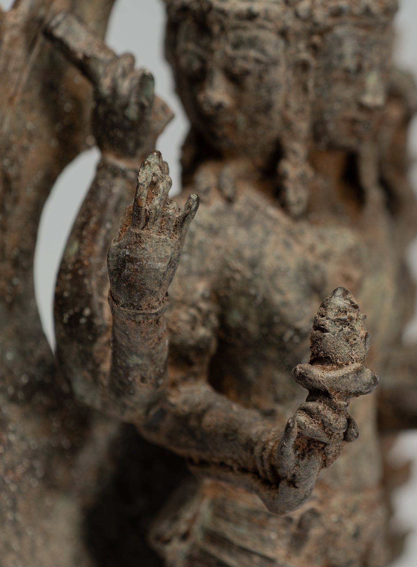 Statua Brahma - Antique stile indonesiano Majapahit in piedi Bronzo Brahma Statua - 32 cm/13 "