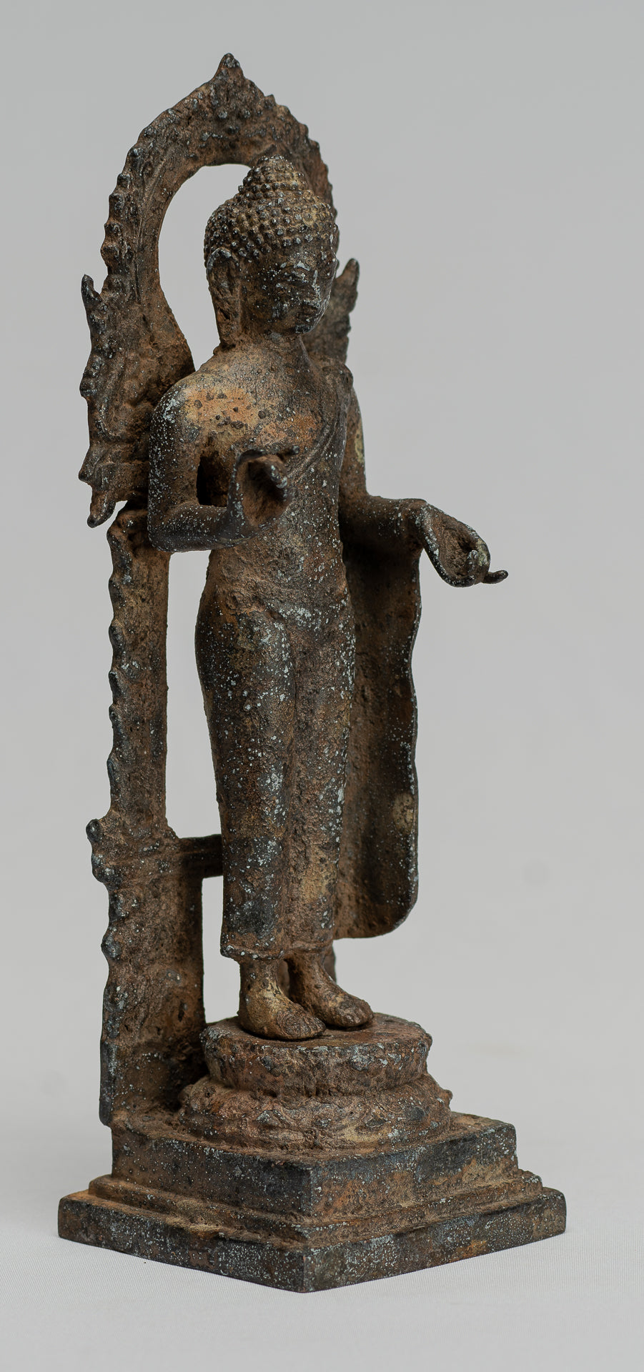 Buddha Statue-Antike indonesische Stil Standing Bronze Javanese Teaching Buddha-23cm/9 "