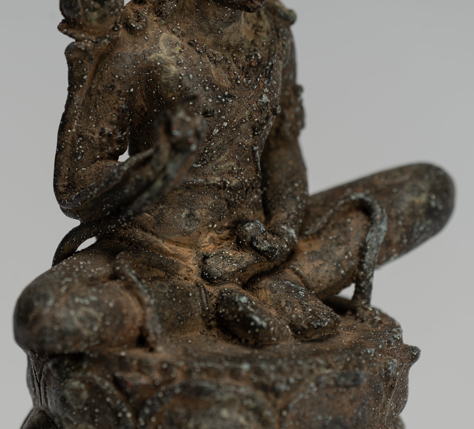 Tara Statue-Antike Java Style Majapahit Seated Bronze Devi Tara Statue-19cm/8 "