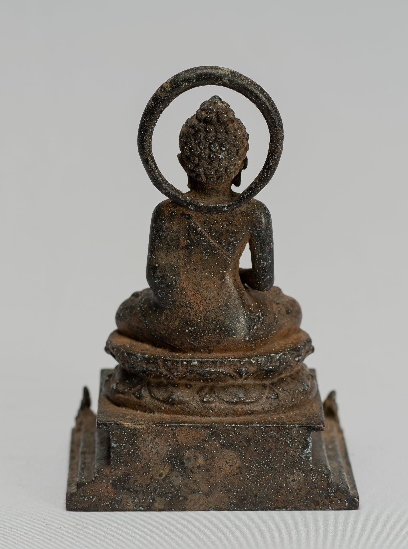 Statua Buddha - Antique in stile indonesiano Bronzo seduto amitabha statua di Buddha - 15 cm/6 "
