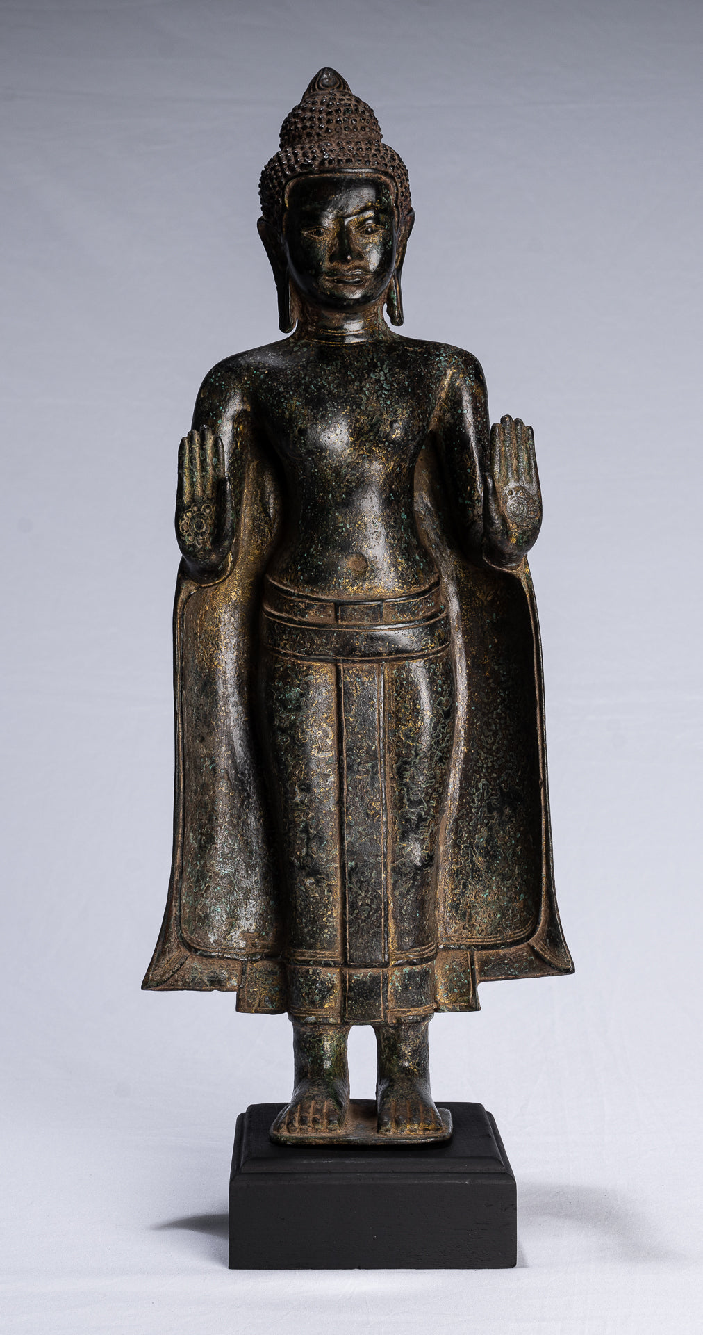 Buddha Statue mit Antiker Khmer Stil Bronze Stehende Abhaya Schutz Buddha Statue mit 50cm/20"