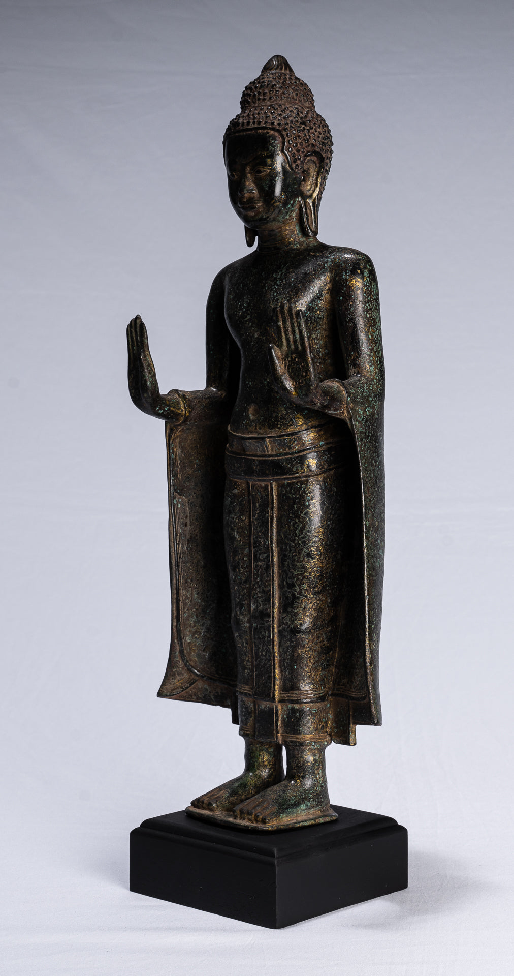 Buddha Statue mit Antiker Khmer Stil Bronze Stehende Abhaya Schutz Buddha Statue mit 50cm/20"