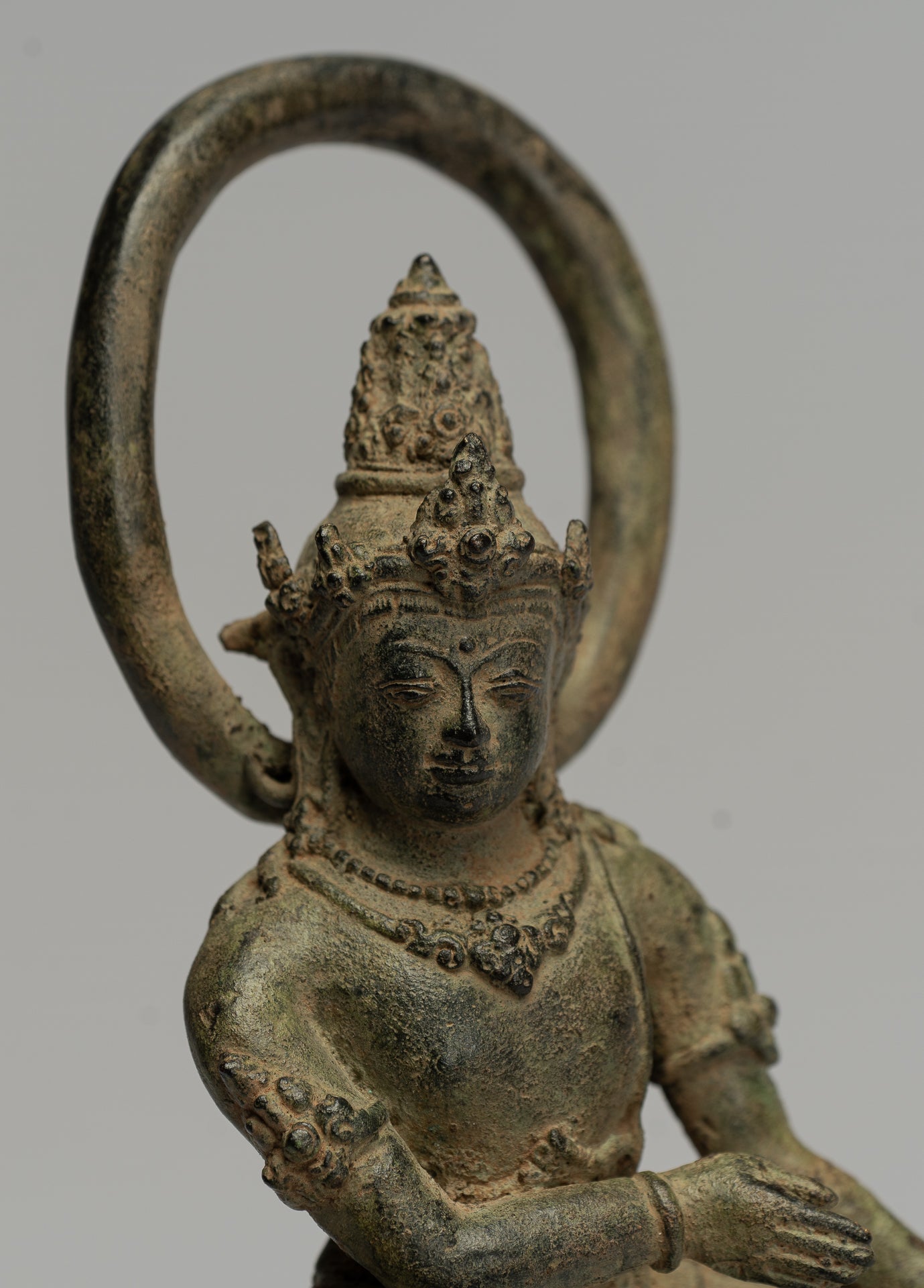 Tara Statue-Antique Java Style Majapahit Seated Bronze Devi Tara Statue-26cm/10 "