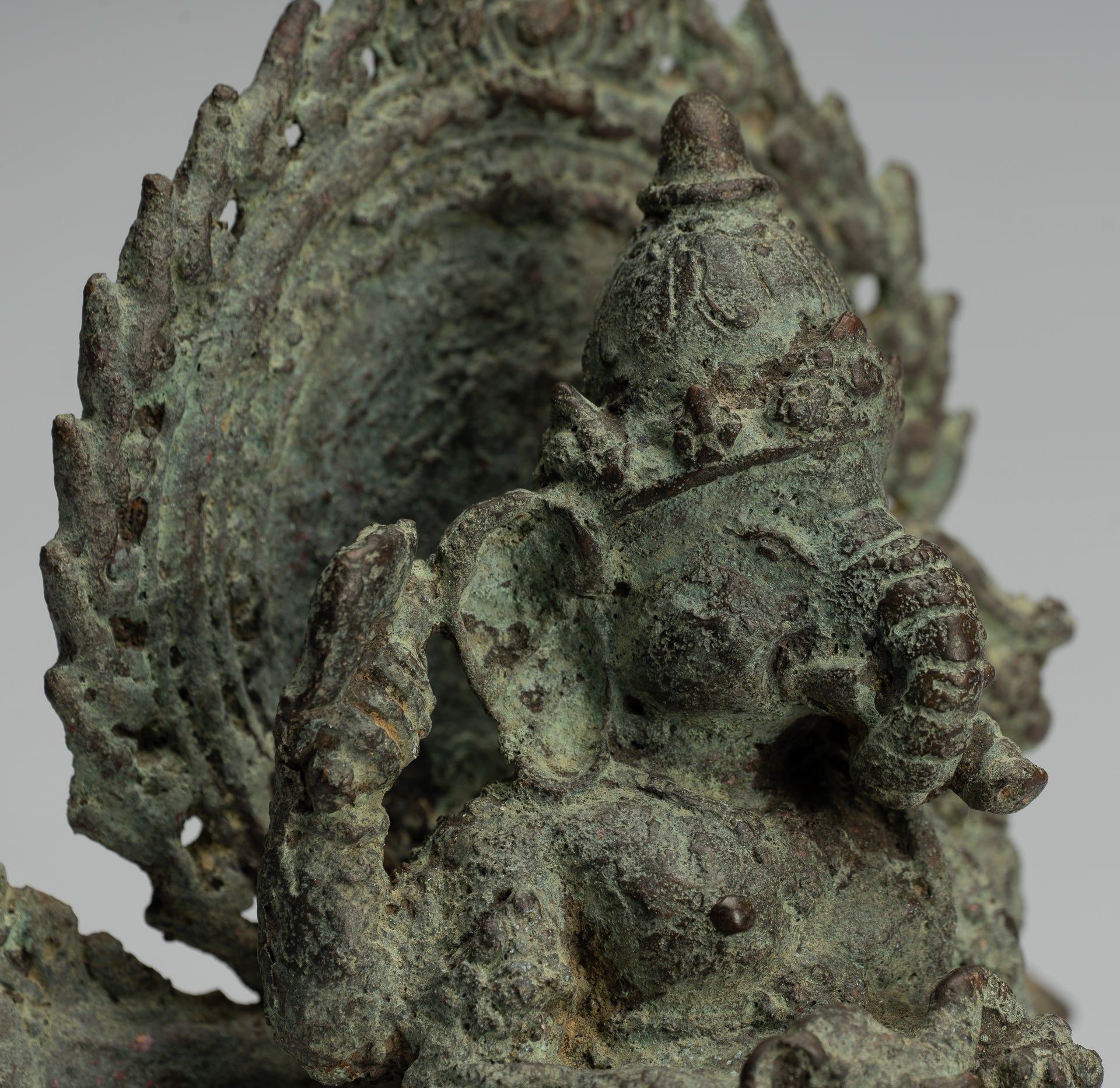 Ganesha Statue-Antike Javanese Style Bronze Seated Indonesian Ganesha Statue-25cm/10 "