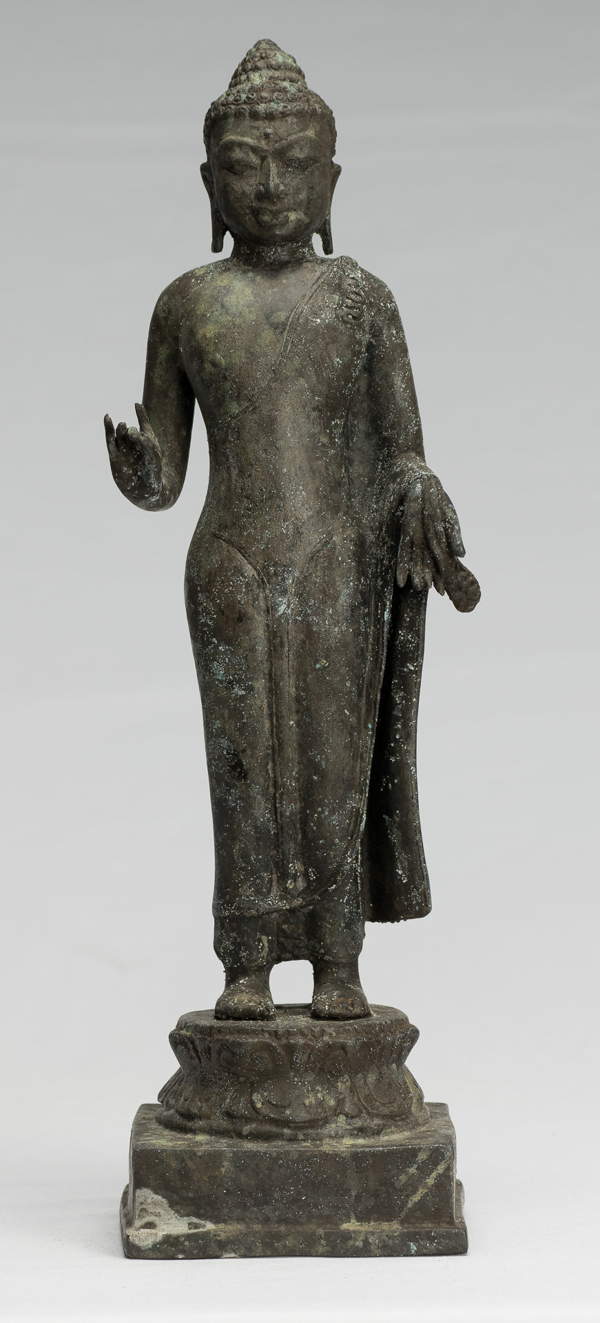 Statua del Buddha - Antique stile indonesiano in piedi bronzo giavanese insegnamento Buddha - 37 cm/15 "