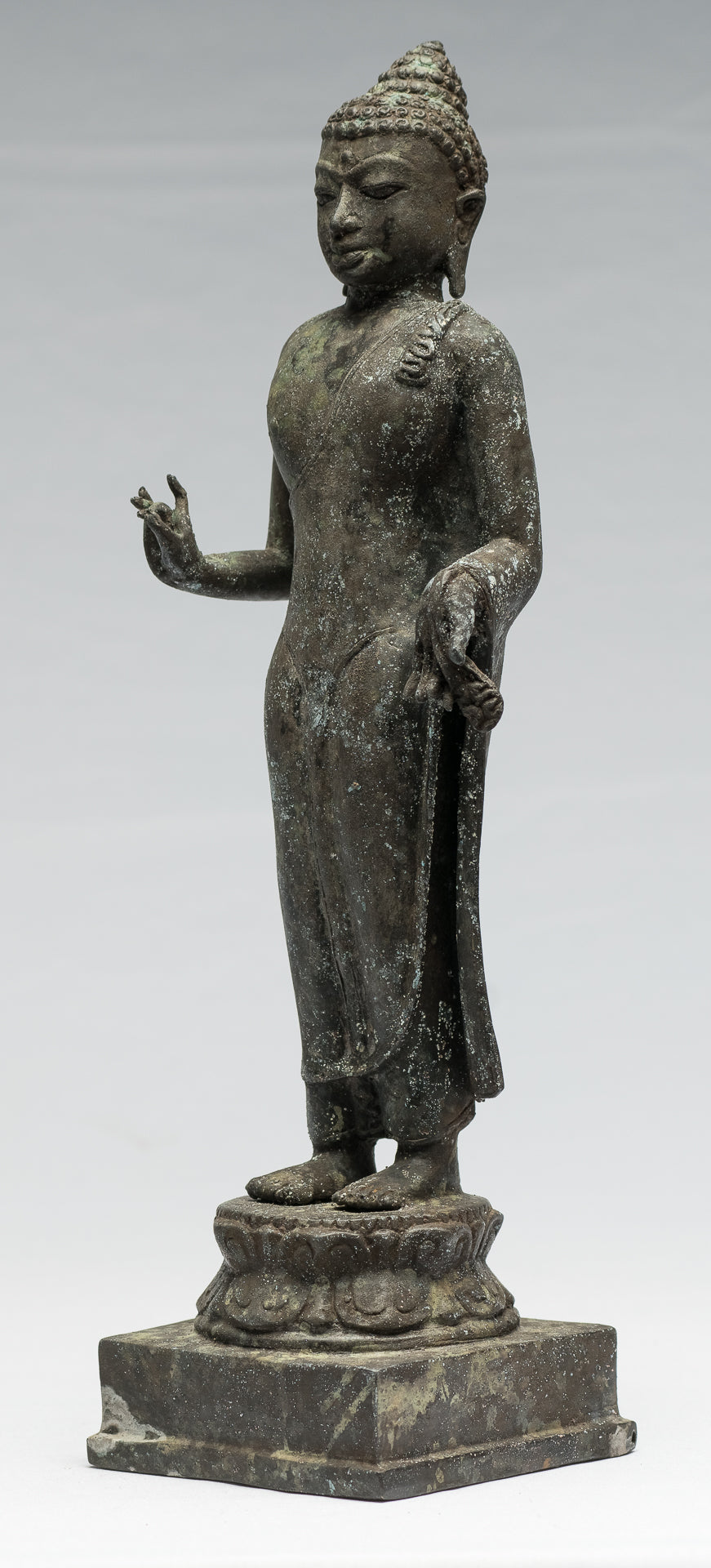 Statua del Buddha - Antique stile indonesiano in piedi bronzo giavanese insegnamento Buddha - 37 cm/15 "