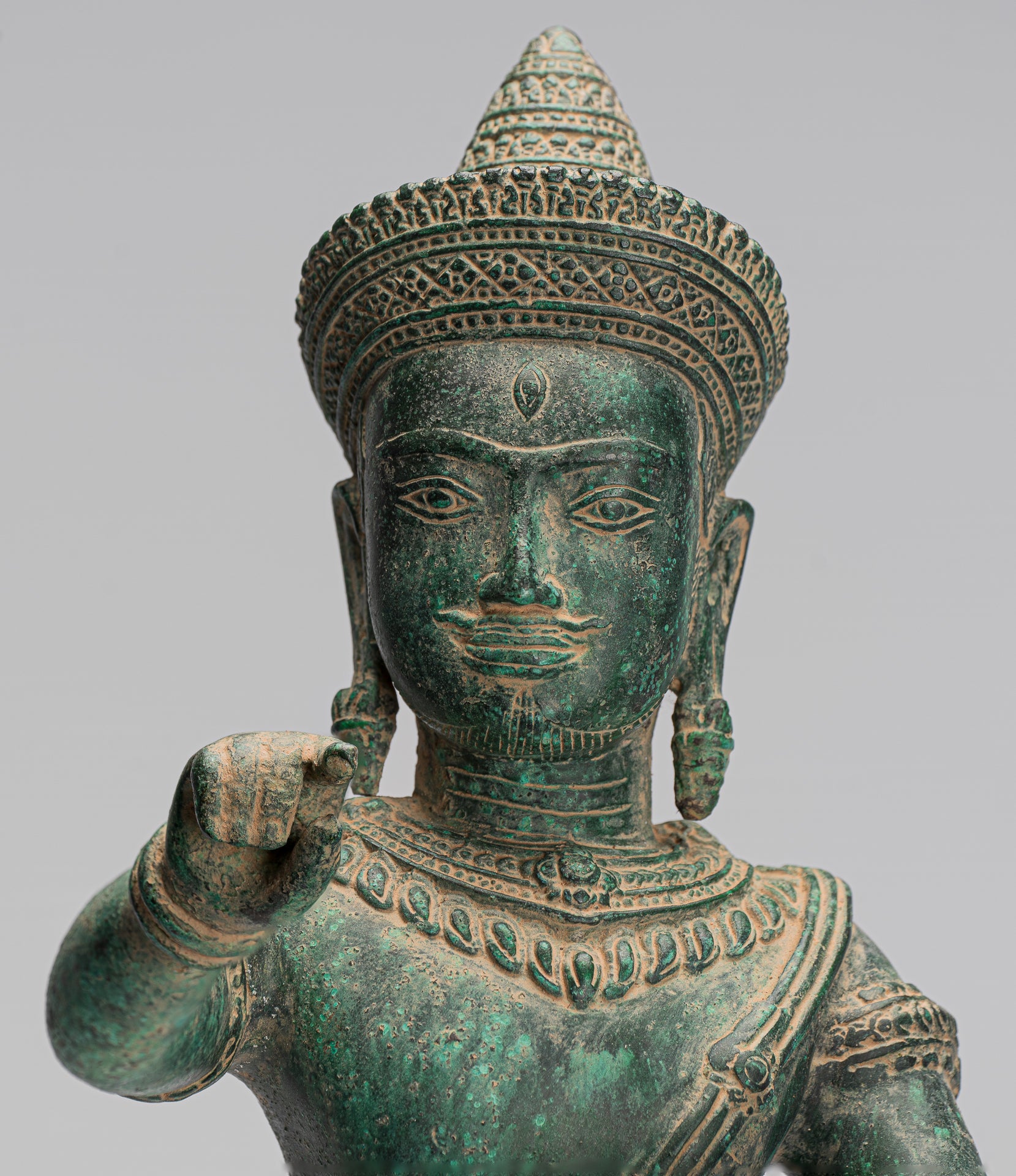 Antique Khmer Style Bronzo Angkor Wat Style Vishnu Statue - 53cm/21 "