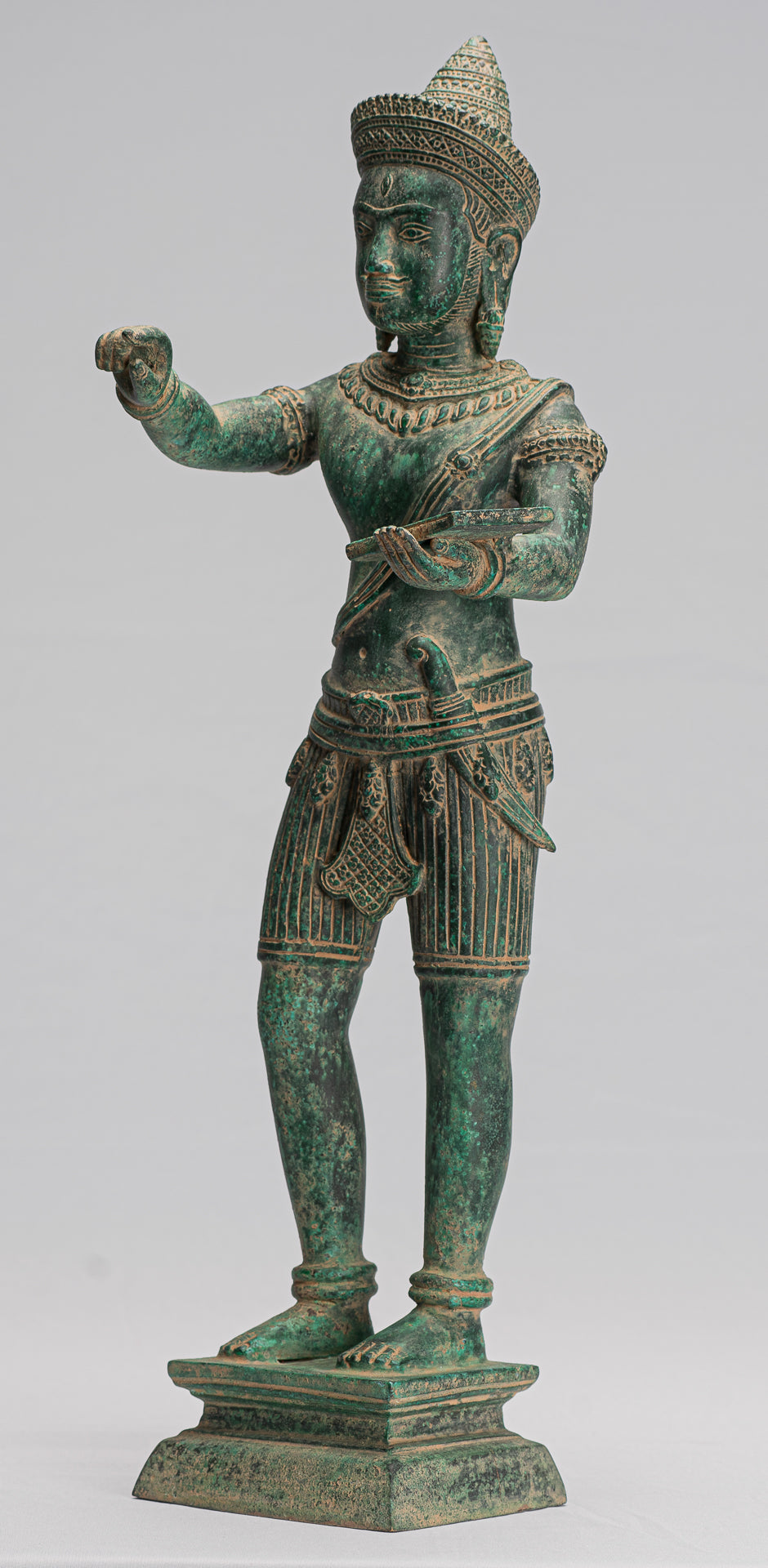 Antique Khmer Style Bronzo Angkor Wat Style Vishnu Statue - 53cm/21 "