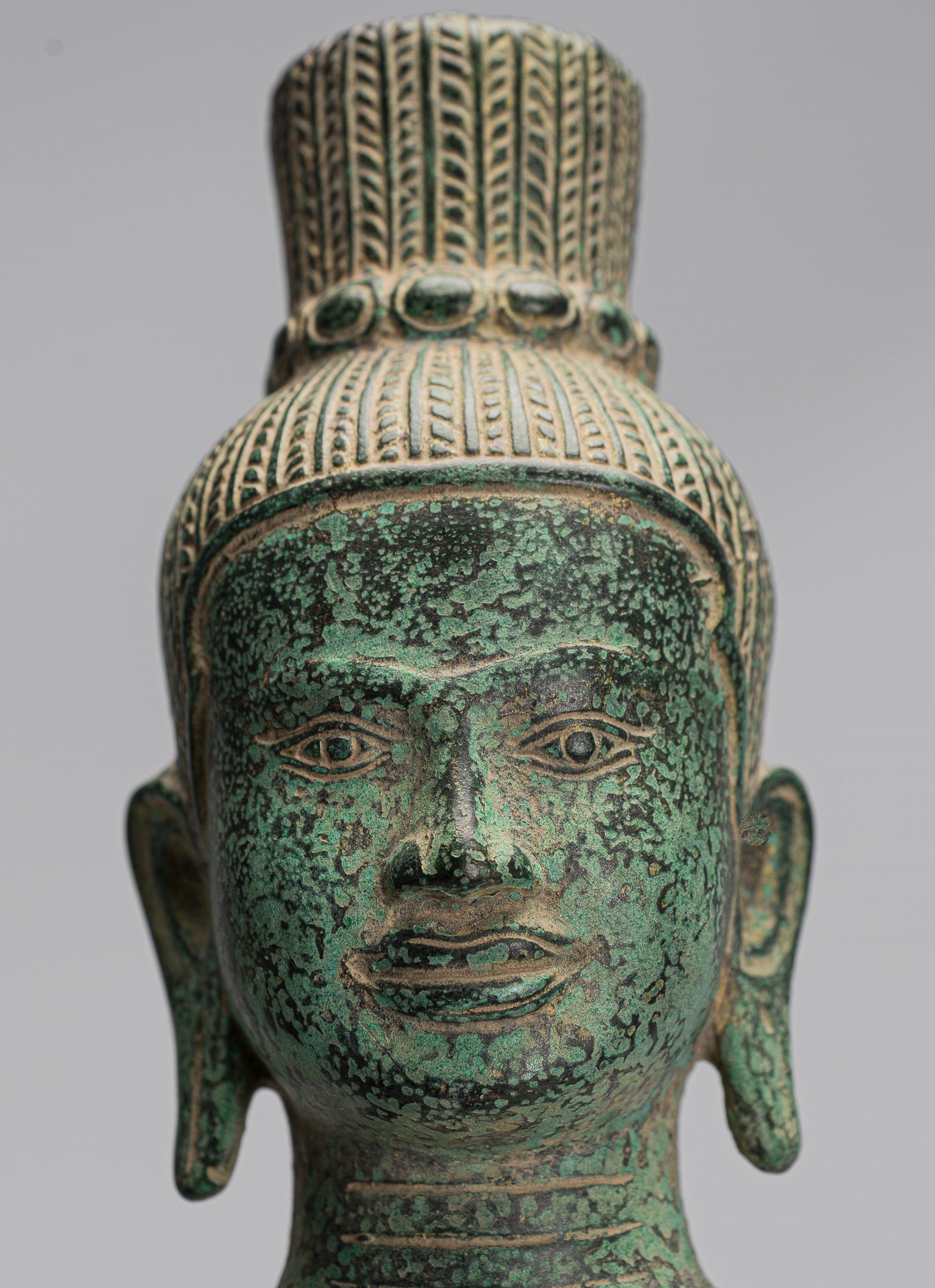 Statue Vishnu - Antique Khmer Style Bronze Bayon Statue Vishnu - 54cm/22 "