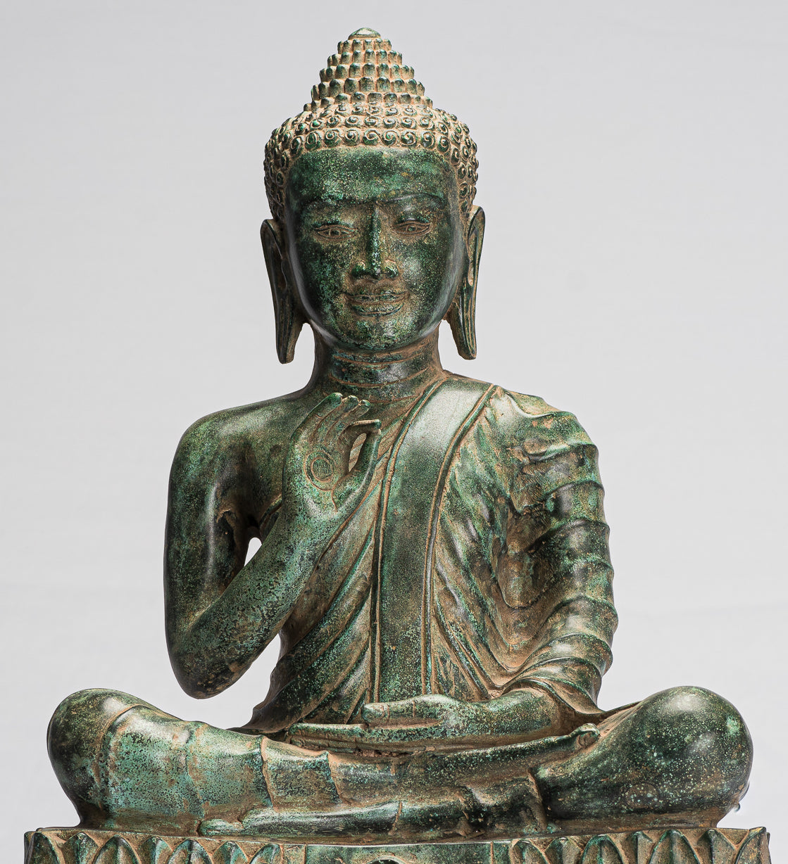 Statue di Buddha - Antique Khmer Style Bronzo Statua Buddha Dharmachakra Insegnamento Mudra - 51 cm/20 "
