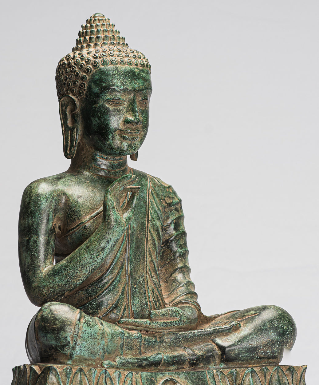 Statue di Buddha - Antique Khmer Style Bronzo Statua Buddha Dharmachakra Insegnamento Mudra - 51 cm/20 "