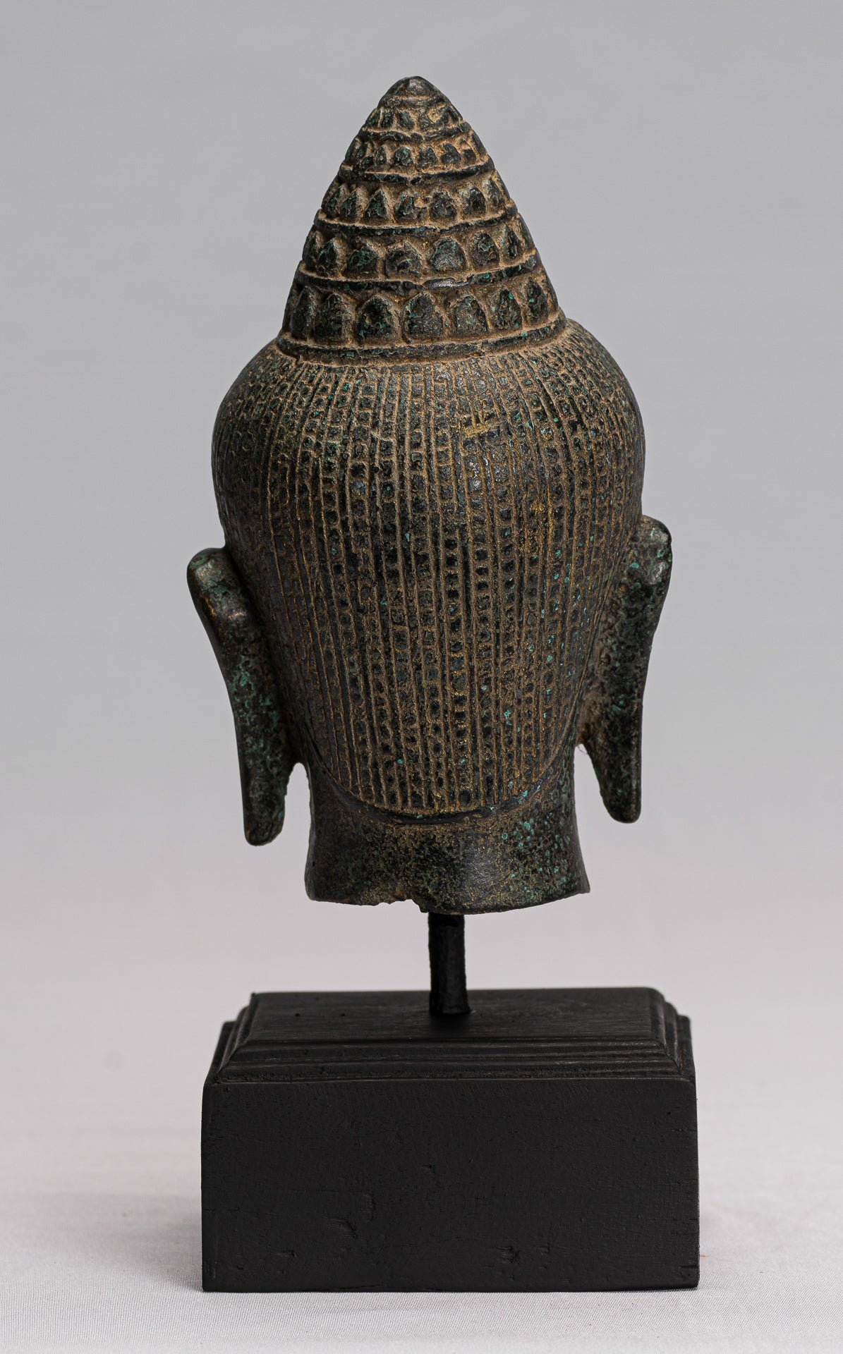 Statua Lokeshvara - Antique Khmer in stile bronzo montato in bronzo a bayon lokeshvara testa - 25 cm/10 "