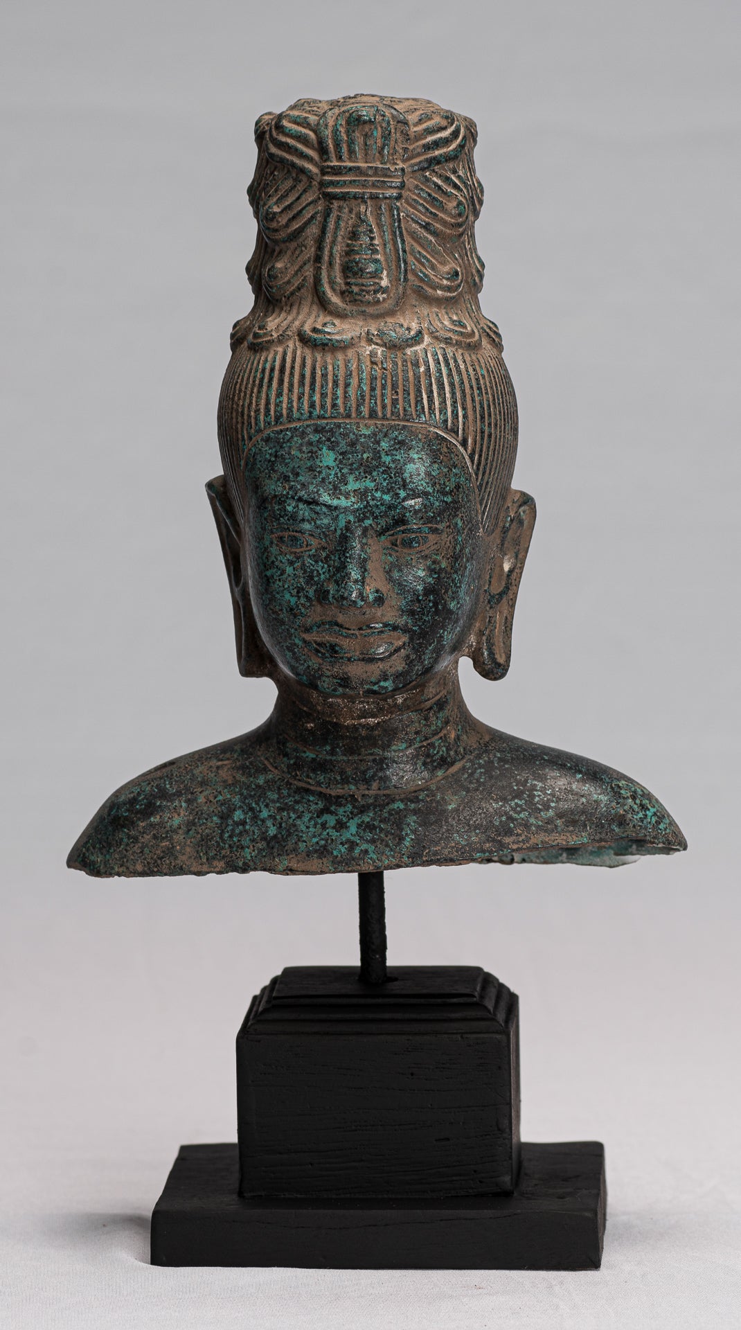 Antique Khmer in stile Monte in bronzo montato in bronzo Maitreya Buddha Statua - 30 cm/12 "