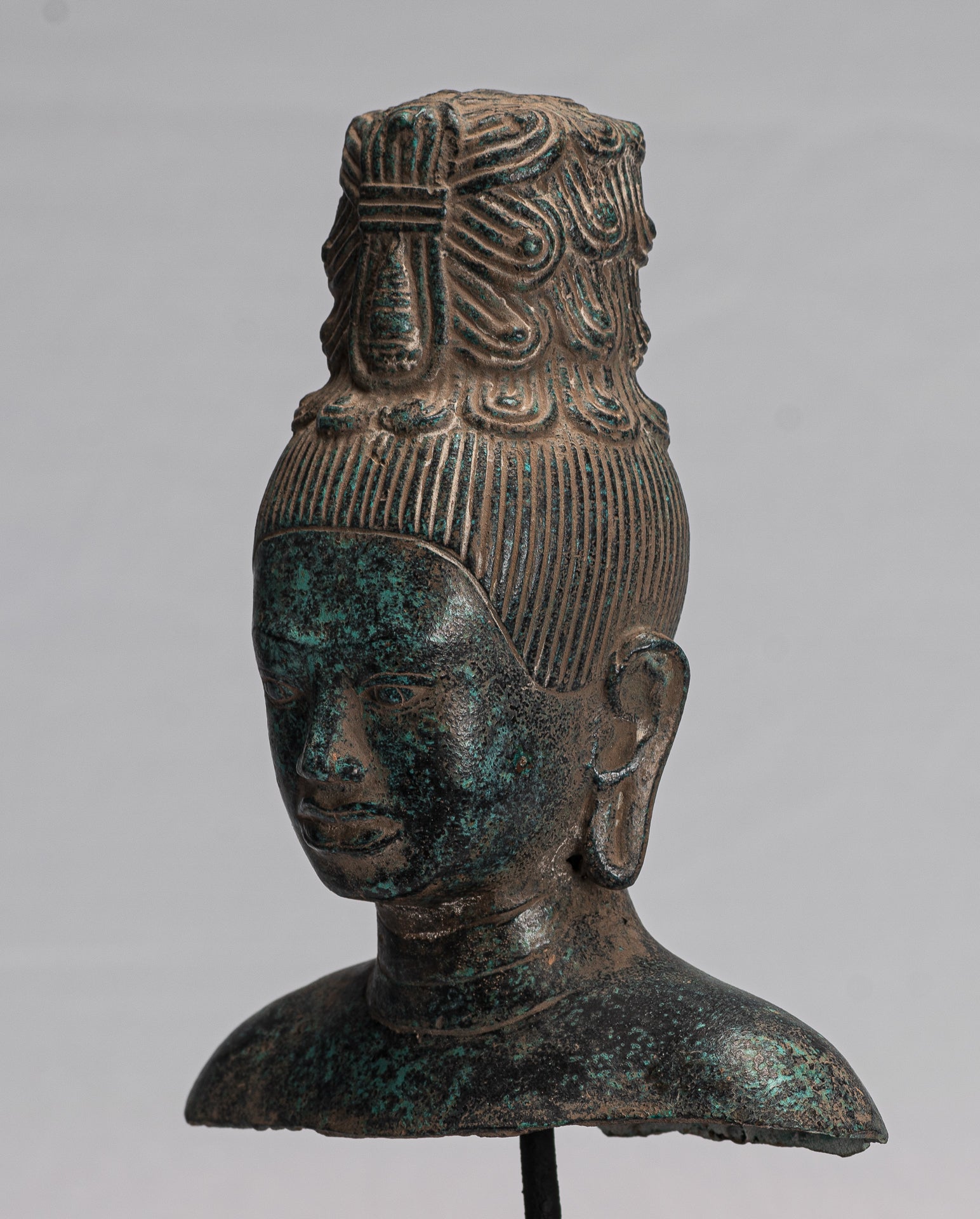 Antique Khmer in stile Monte in bronzo montato in bronzo Maitreya Buddha Statua - 30 cm/12 "