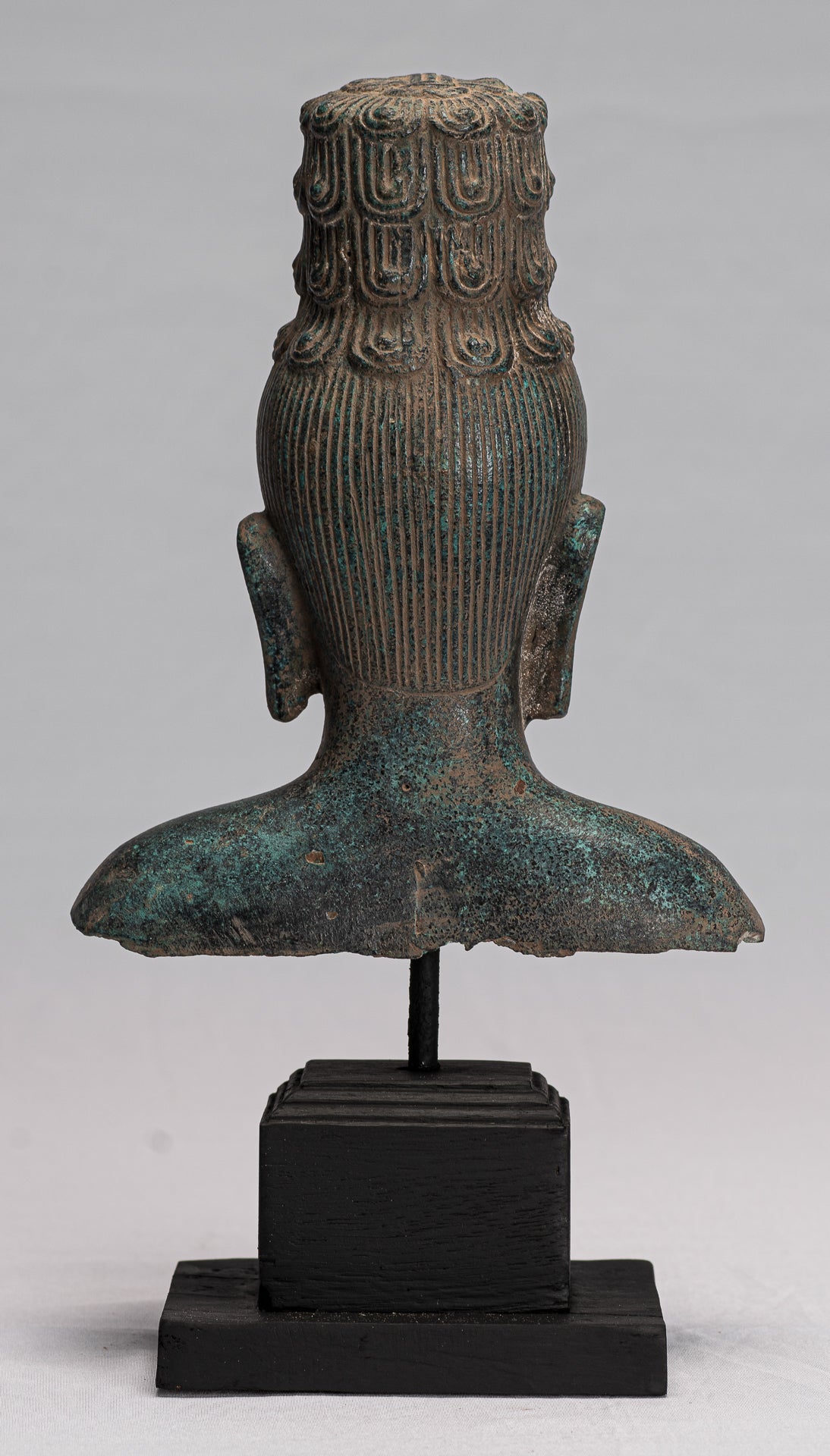 Antique Khmer in stile Monte in bronzo montato in bronzo Maitreya Buddha Statua - 30 cm/12 "