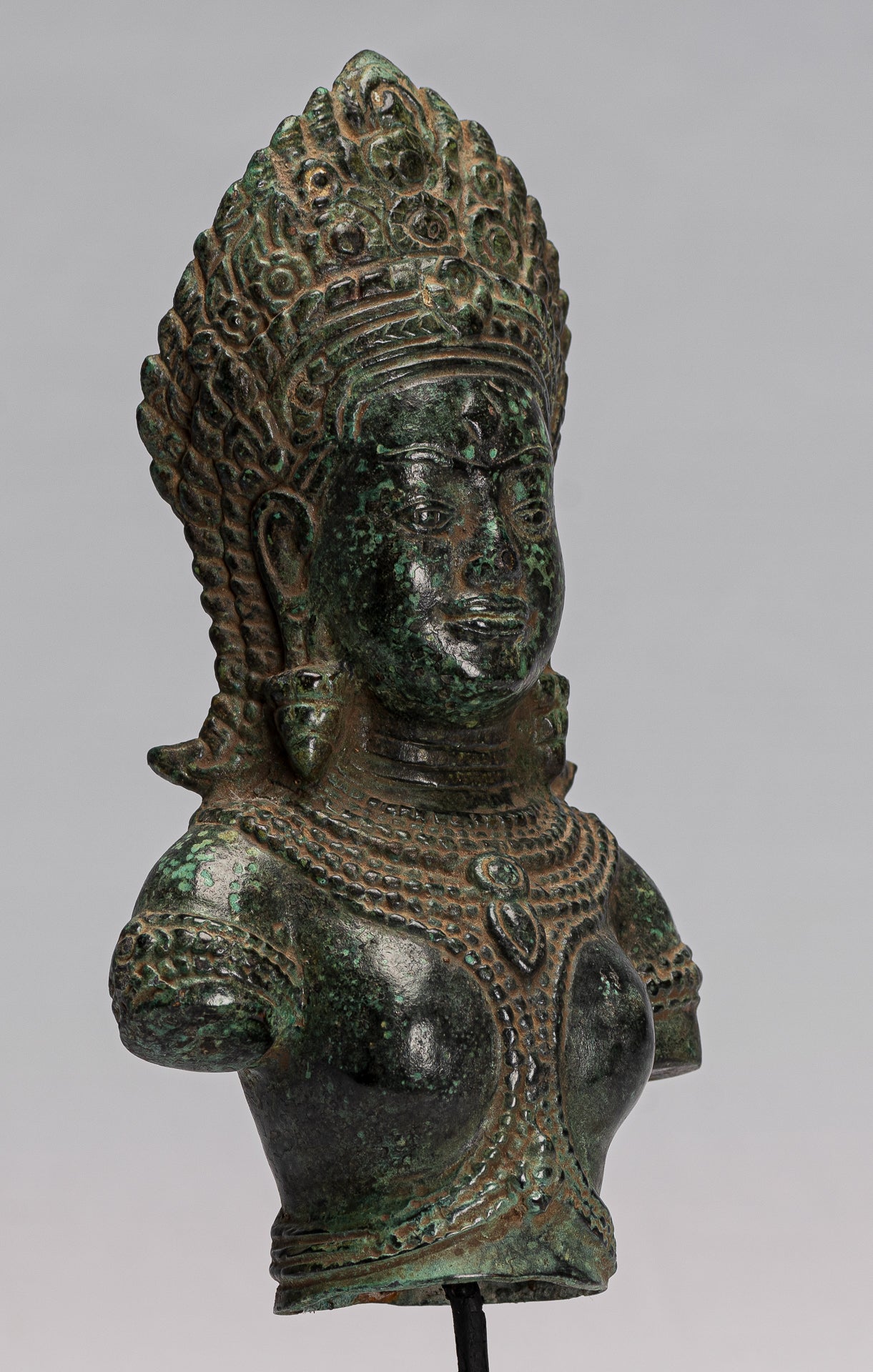 Statua Lakshmi - Antique Khmer Style Lakshmi / Devi Consort of Vishnu Torso - 27cm / 11 "