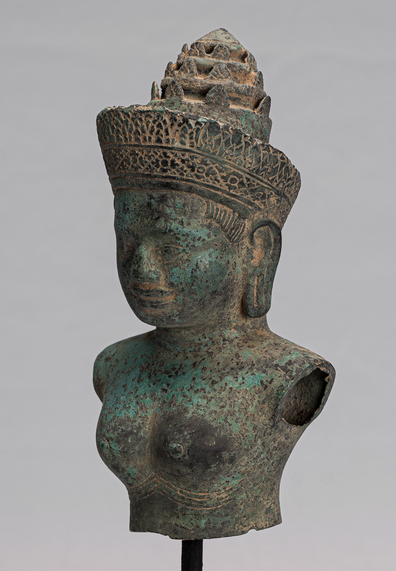 Lakshmi Statue-Antique Khmer Style Lakshmi / Devi Consort de Vishnu Torso-31cm/12 "