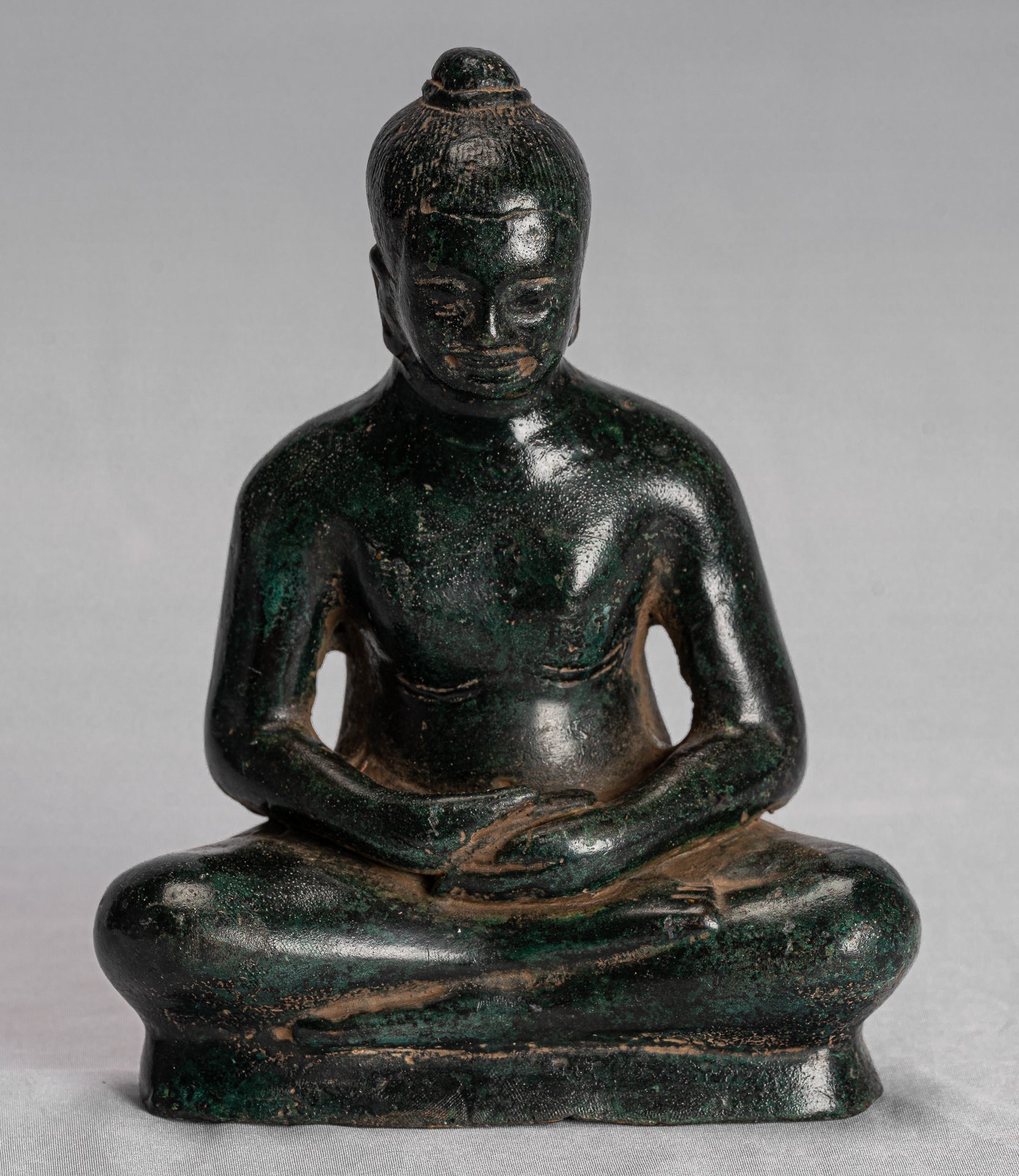 Meditazione di bronzo in stile antico khmer jayavarman vii statua - 17 cm/7 "