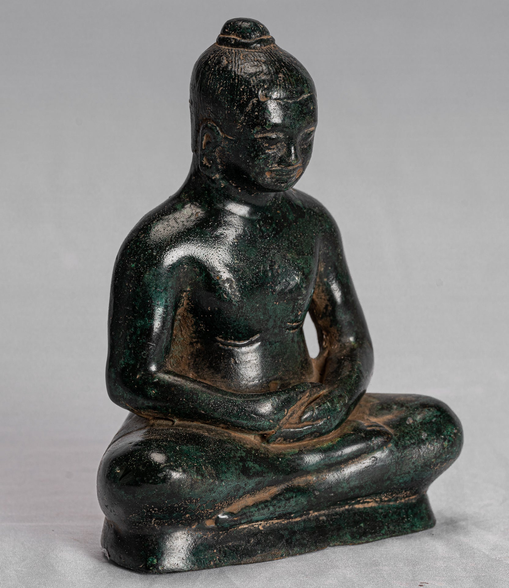 Meditazione di bronzo in stile antico khmer jayavarman vii statua - 17 cm/7 "