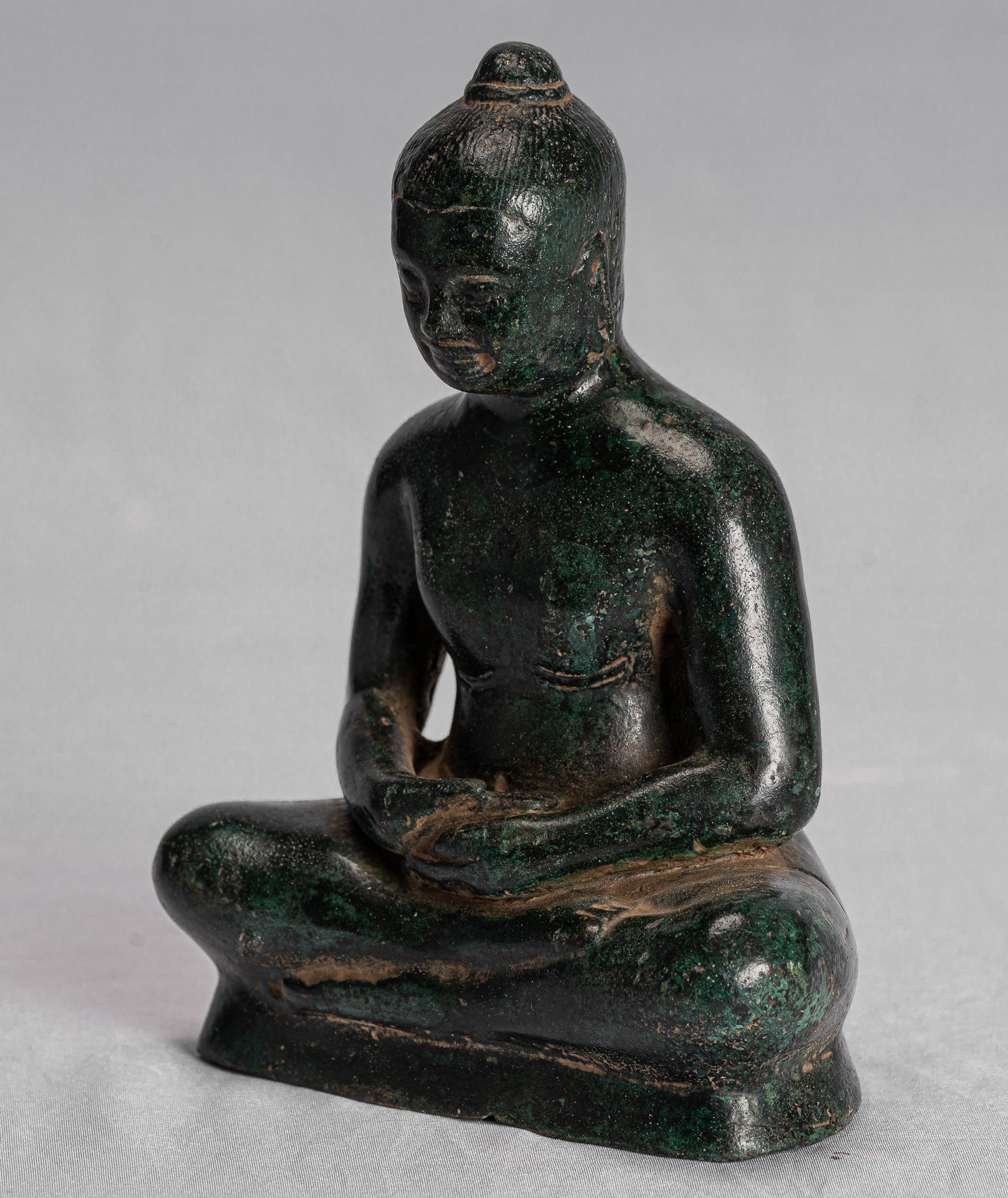 Meditazione di bronzo in stile antico khmer jayavarman vii statua - 17 cm/7 "