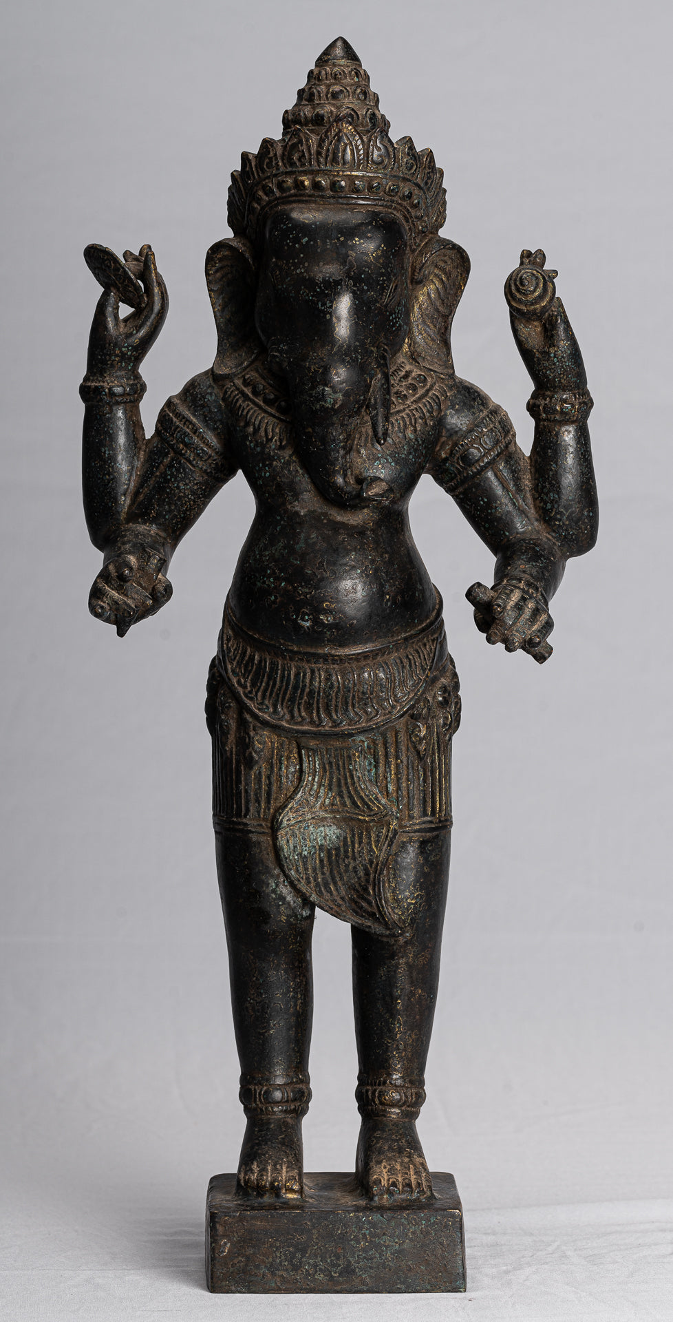 Ganesha Statue.Antike Khmer Stil Montiert Stehende Bronze Angkor Wat Ganesha Statue 8554cm/22"