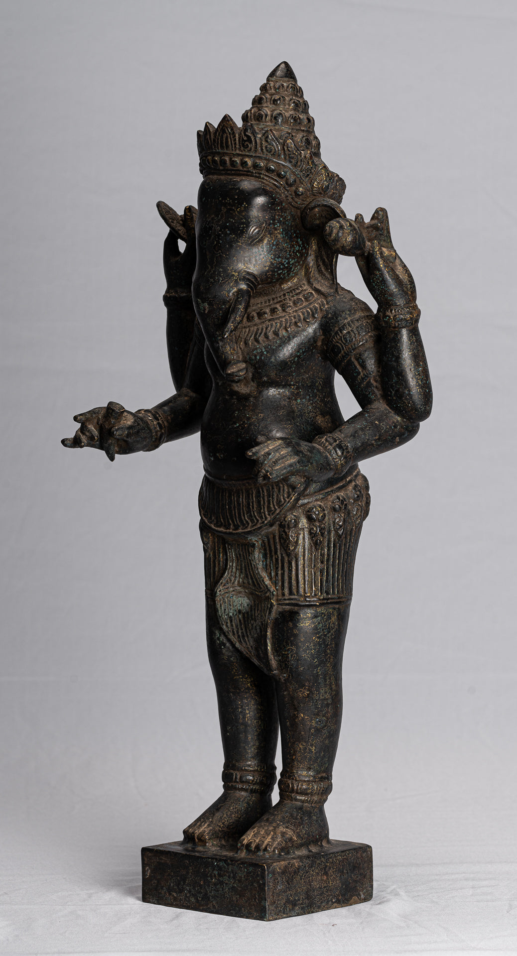 Ganesha Statue.Antike Khmer Stil Montiert Stehende Bronze Angkor Wat Ganesha Statue 8554cm/22"